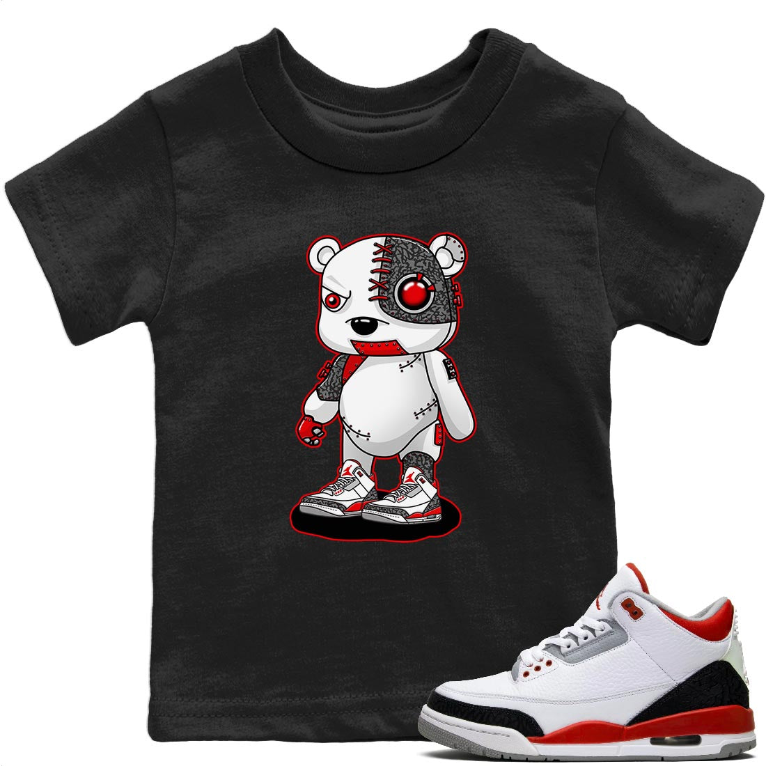 Cyborg Bear Kids Tops - Air Jordan 3 Fire Red