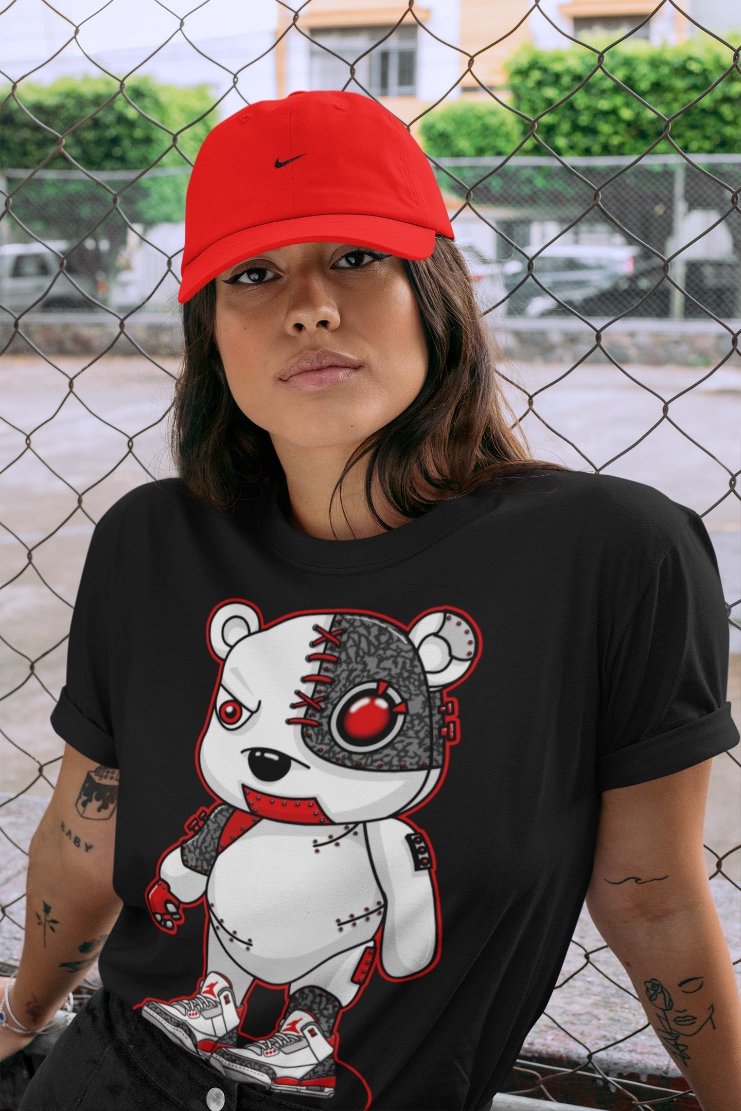 Cyborg Bear Unisex Tops - Air Jordan 3 Fire Red