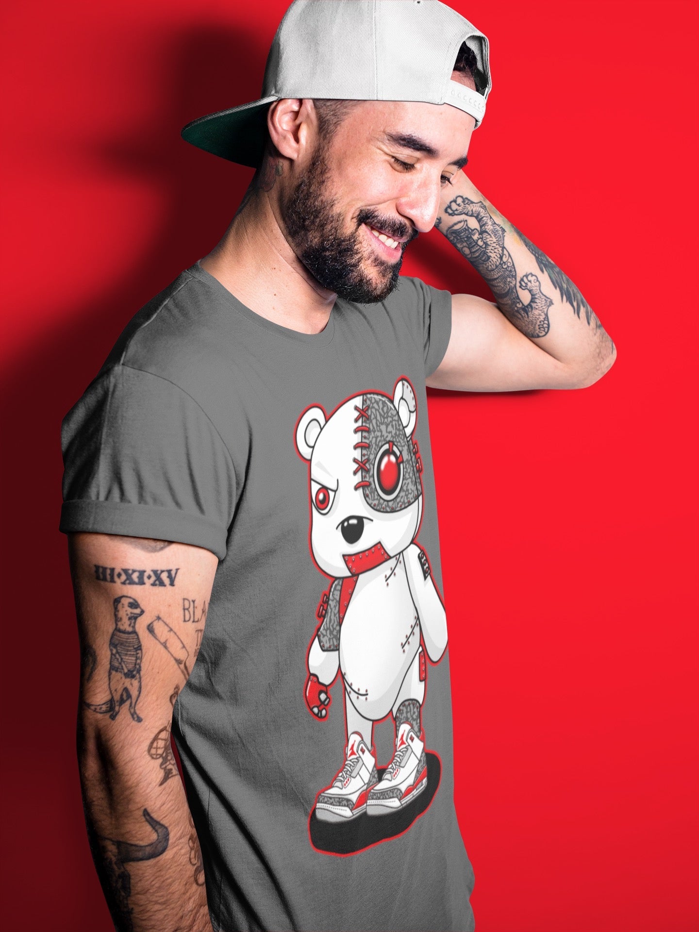 Cyborg Bear Unisex Tops - Air Jordan 3 Fire Red