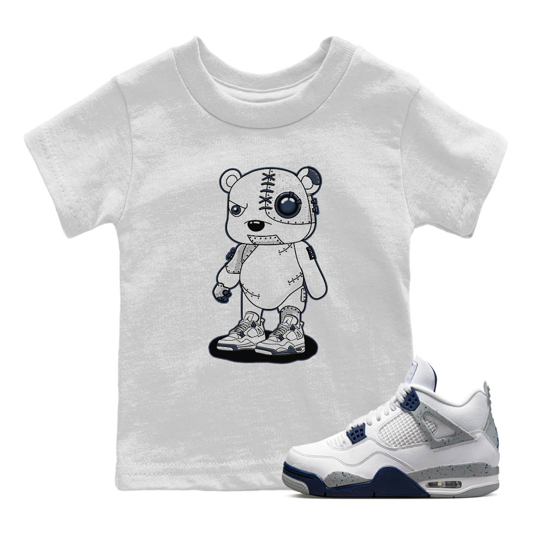 Cyborg Bear Kids Tops - Air Jordan 4 Midnight Navy