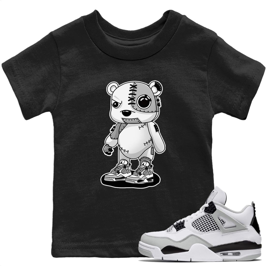 Cyborg Bear Kids Tops - Air Jordan 4 Military Black