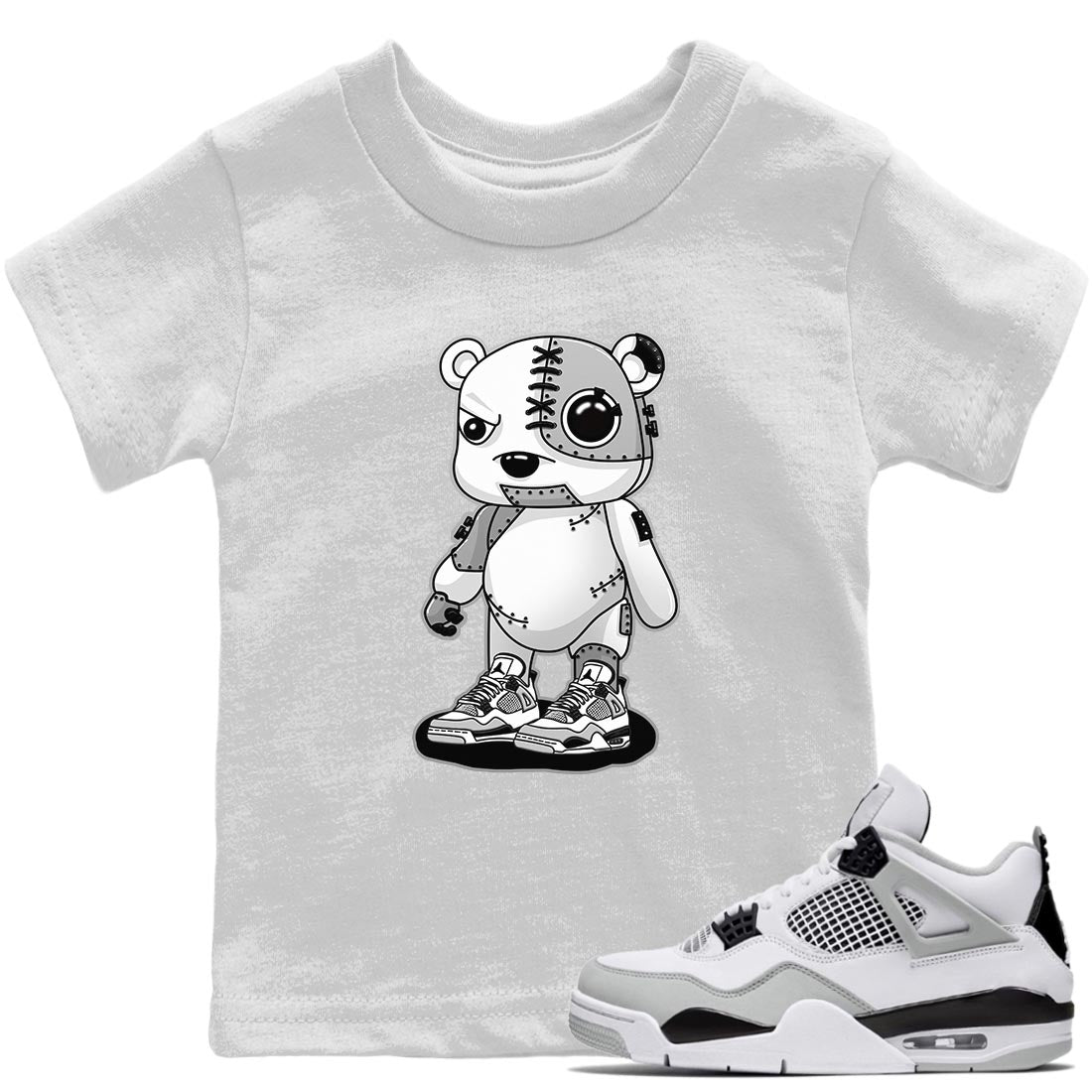 Cyborg Bear Kids Tops - Air Jordan 4 Military Black