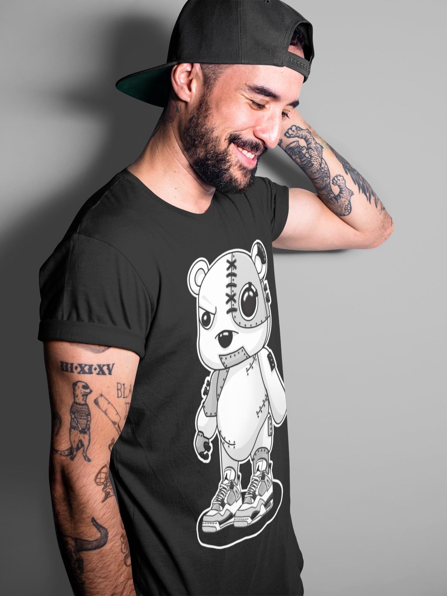 Cyborg Bear Unisex Tops - Air Jordan 4 Military Black