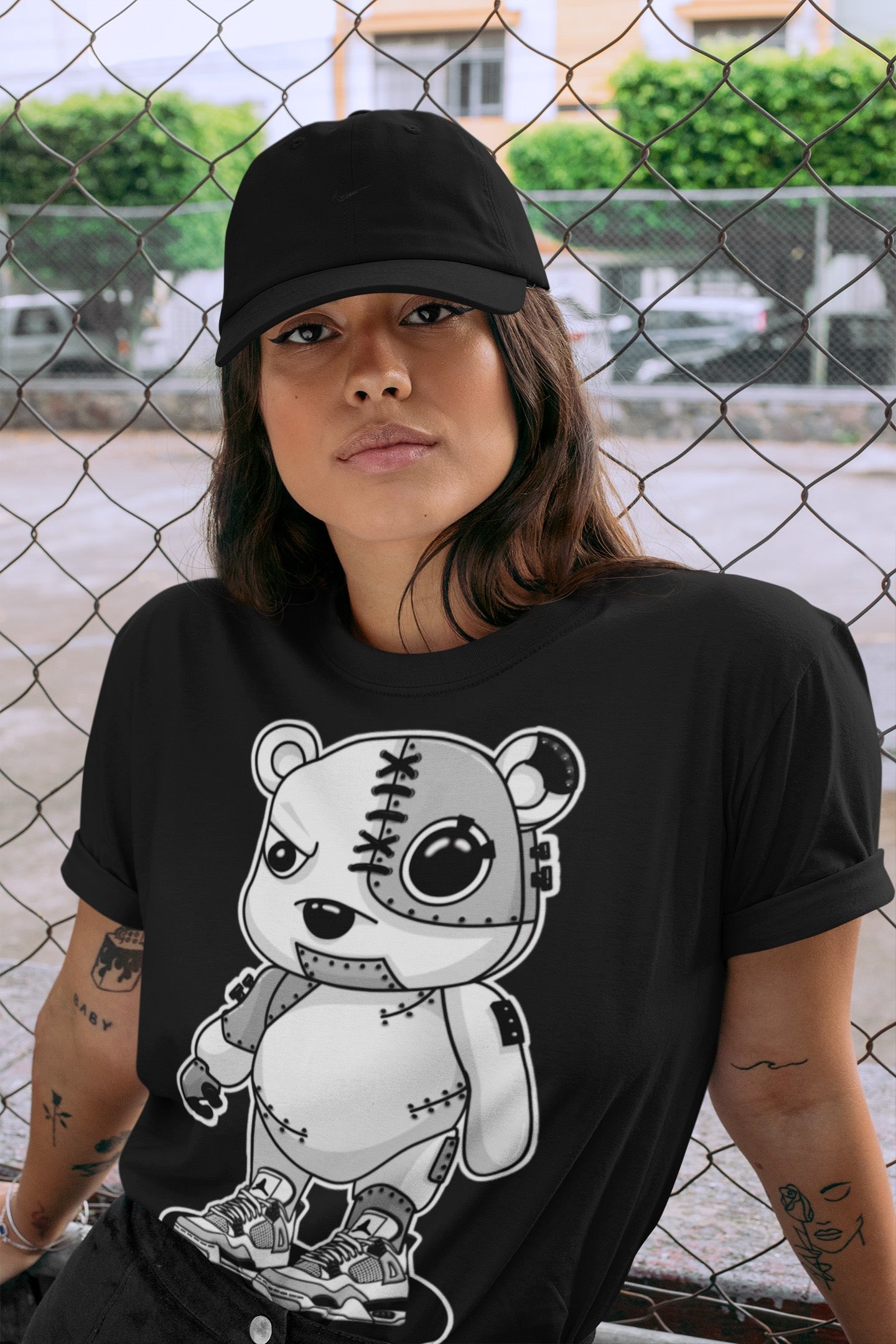 Cyborg Bear Unisex Tops - Air Jordan 4 Military Black
