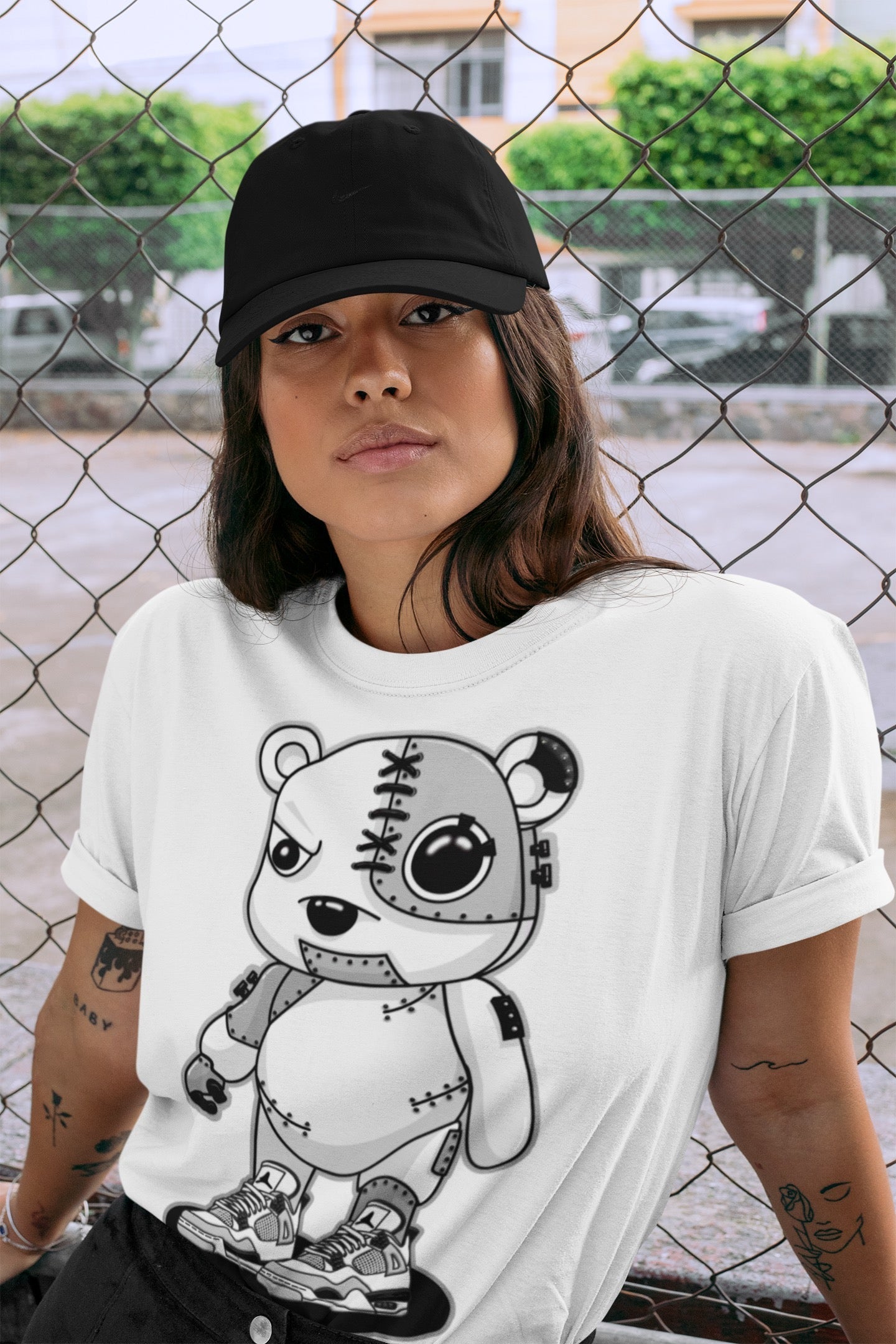 Cyborg Bear Unisex Tops - Air Jordan 4 Military Black