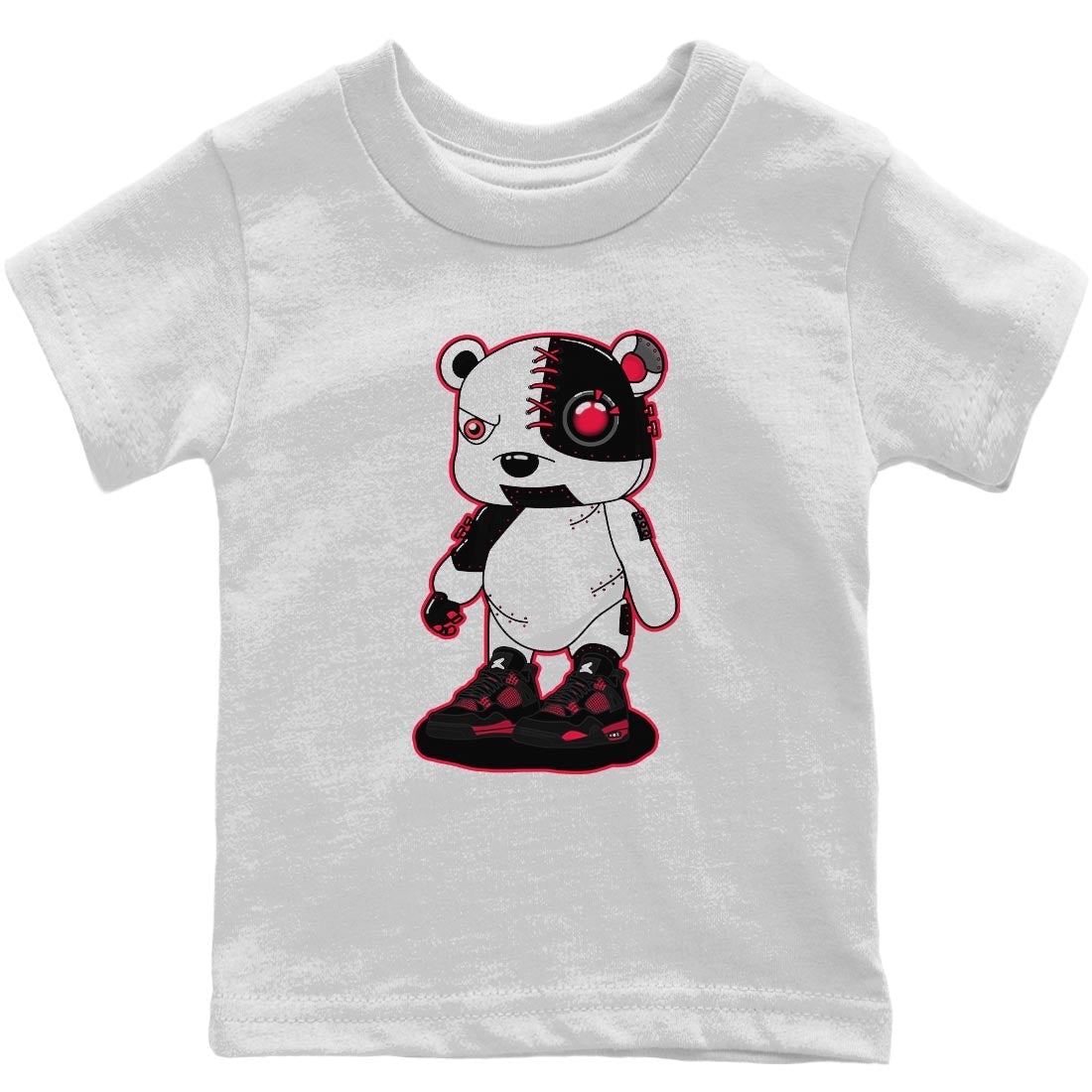 Cyborg Bear Kids Tops - Air Jordan 4 Red Thunder