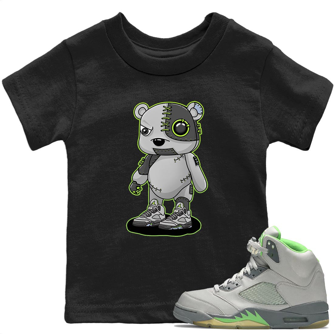 Cyborg Bear Kids Tops - Air Jordan 5 Green Bean