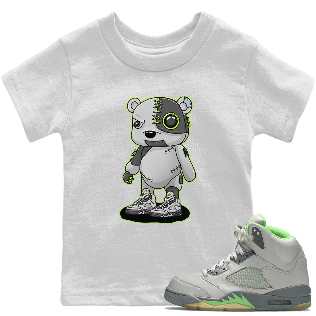 Cyborg Bear Kids Tops - Air Jordan 5 Green Bean