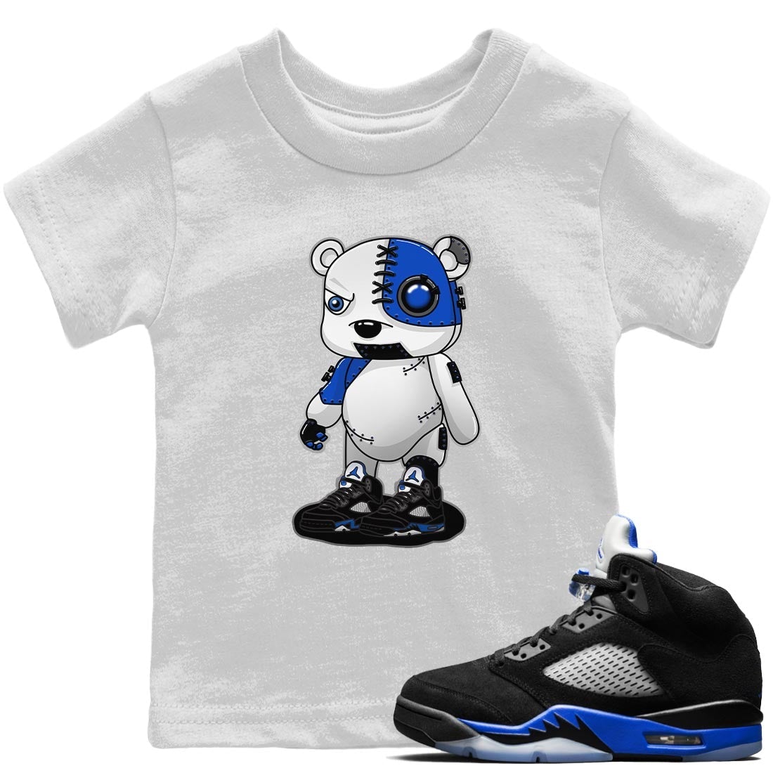 Cyborg Bear Kids Tops - Air Jordan 5 Racer Blue