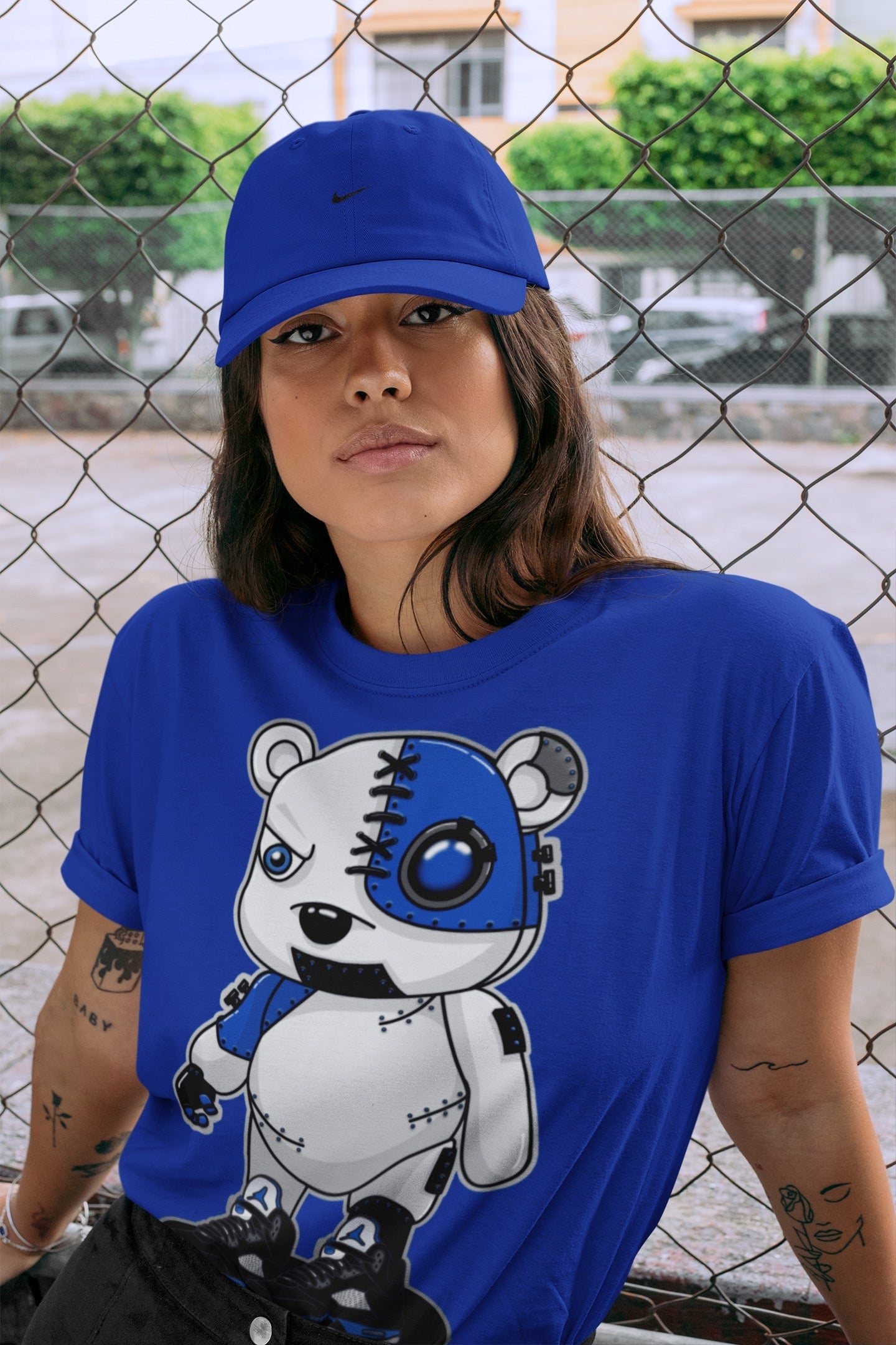 Cyborg Bear Unisex Tops - Air Jordan 5 Racer Blue