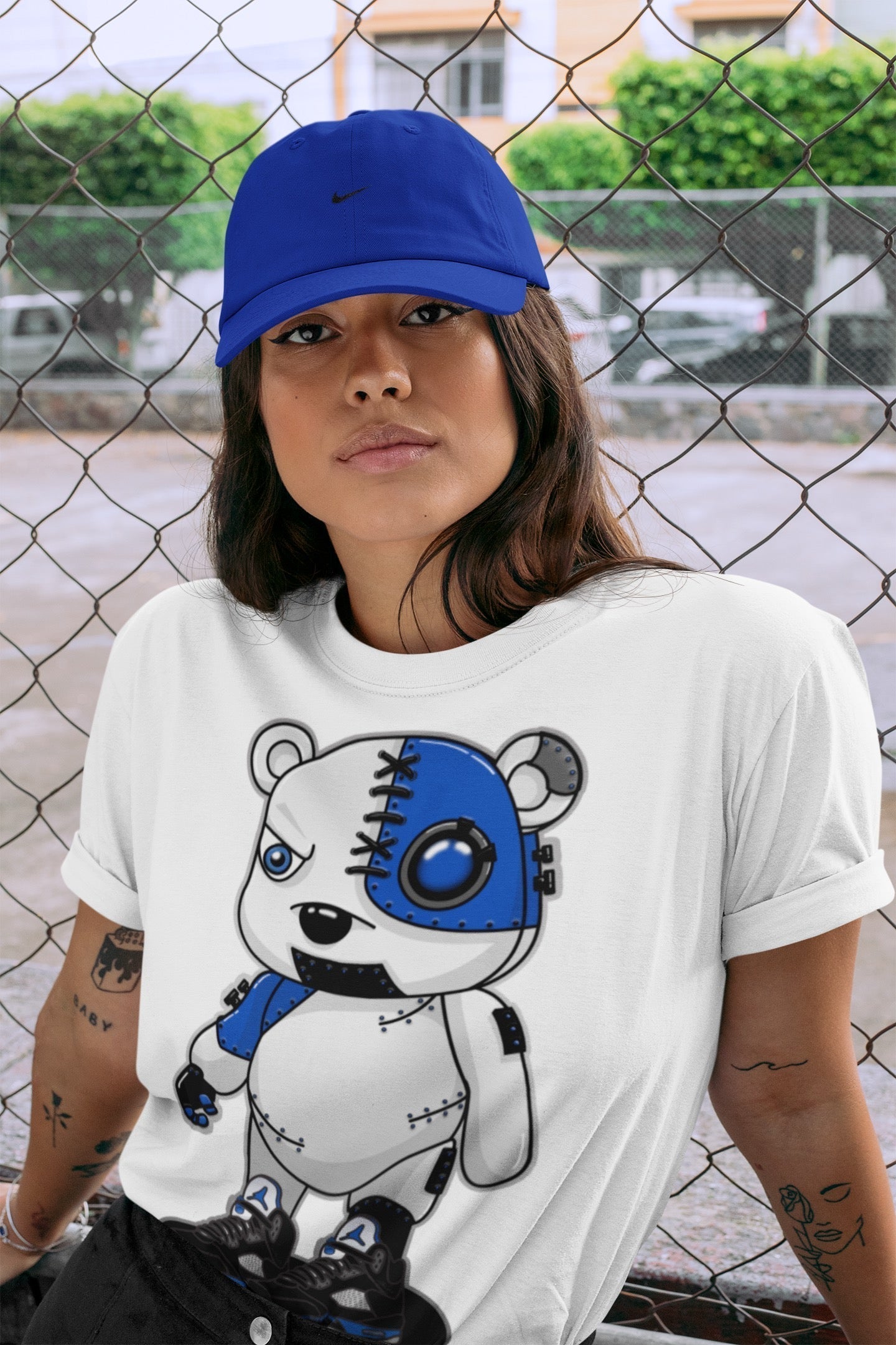 Cyborg Bear Unisex Tops - Air Jordan 5 Racer Blue
