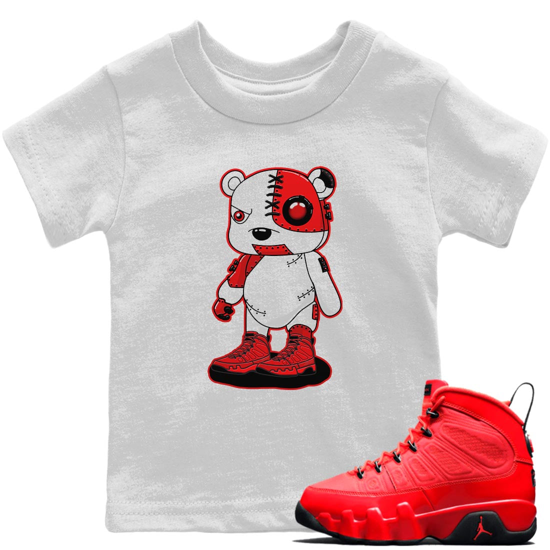 Cyborg Bear Kids Tops - Air Jordan 9 Chile Red