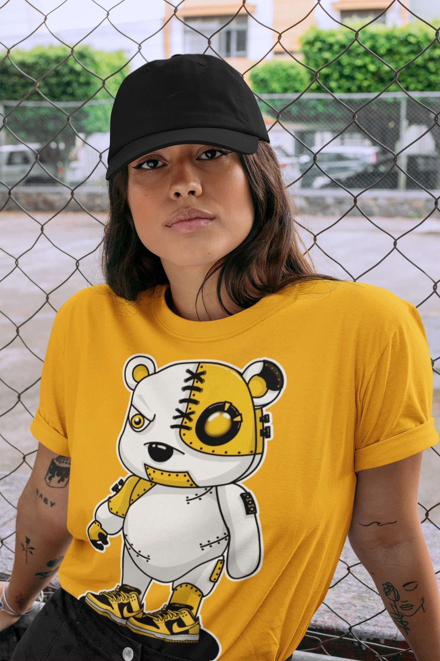 Cyborg Bear Unisex Tops - Dunk Championship Goldenrod