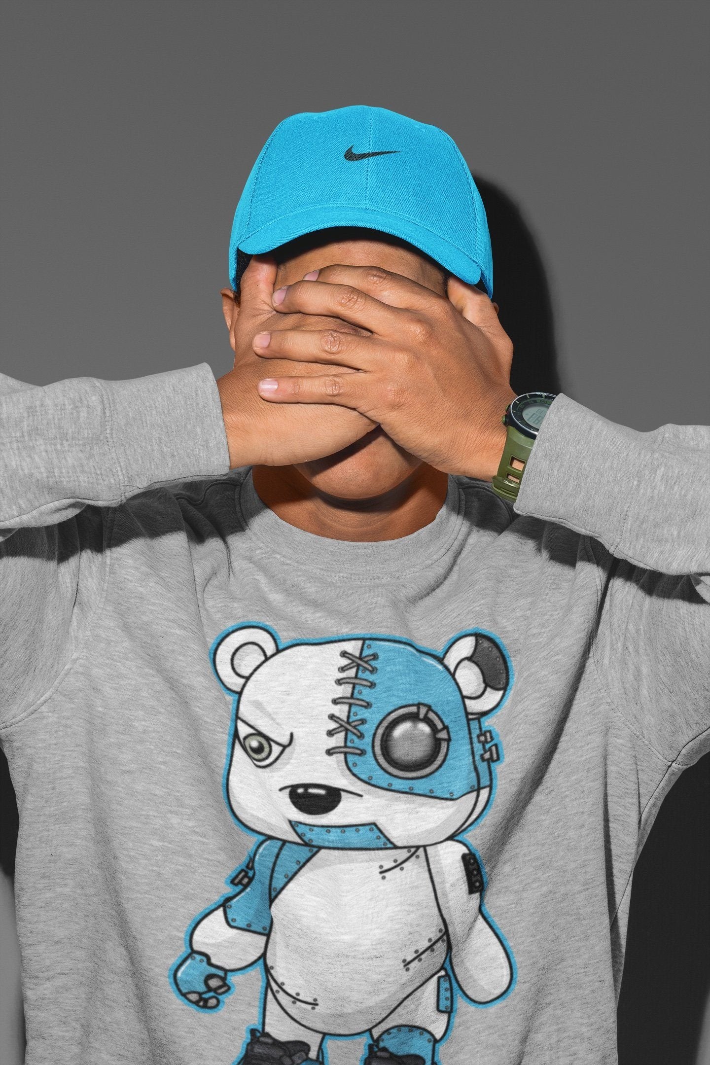 Cyborg Bear Unisex Tops - Yeezy 700 Bright Cyan