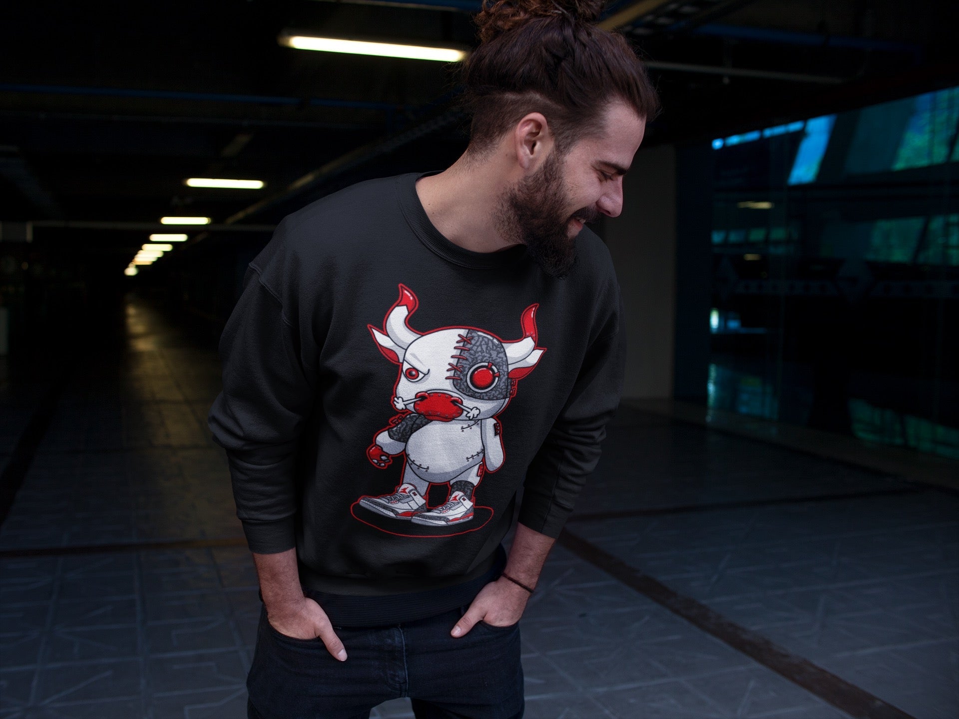 Cyborg Bull Unisex Tops - Air Jordan 3 Fire Red