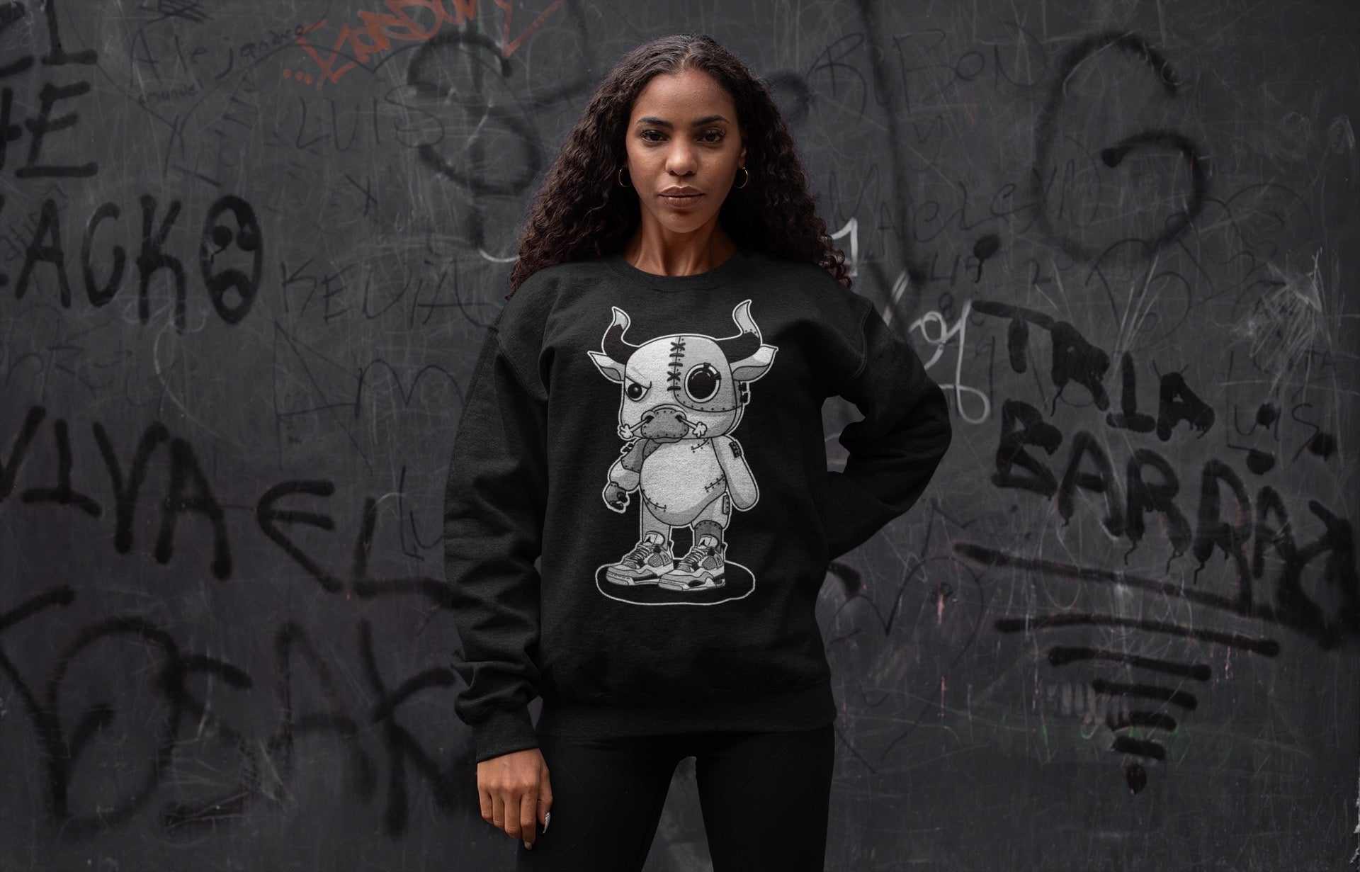 Cyborg Bull Unisex Tops - Air Jordan 4 Military Black