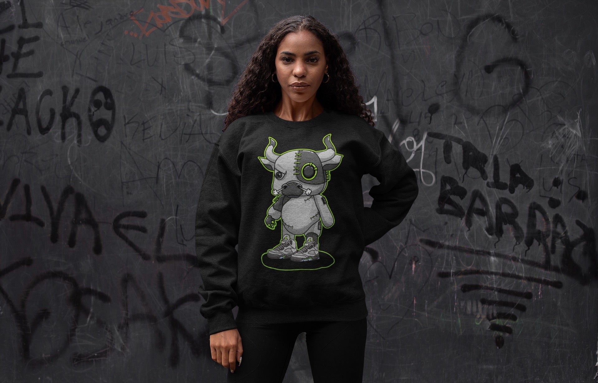 Cyborg Bull Unisex Tops - Air Jordan 5 Green Bean