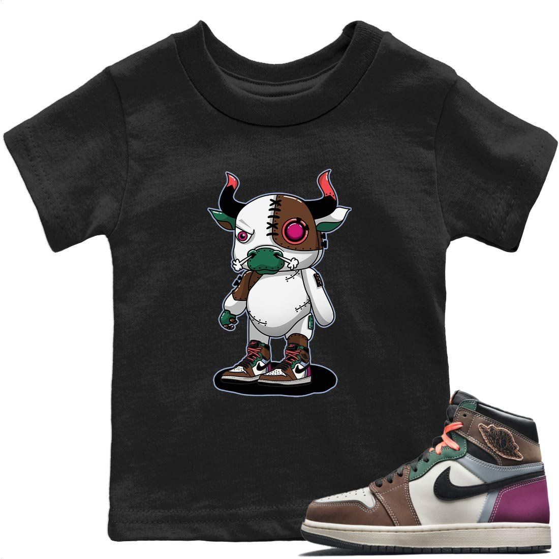 Cyborg Bull Kids Tops - Air Jordan 1 Hand Crafted