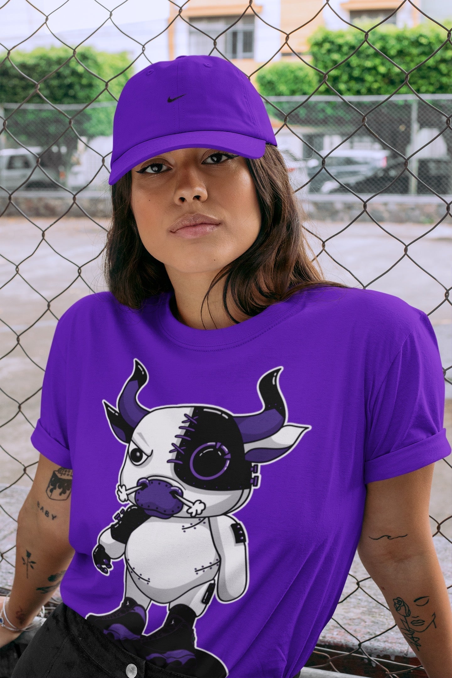 Cyborg Bull Unisex Tops - Air Jordan 13 Court Purple