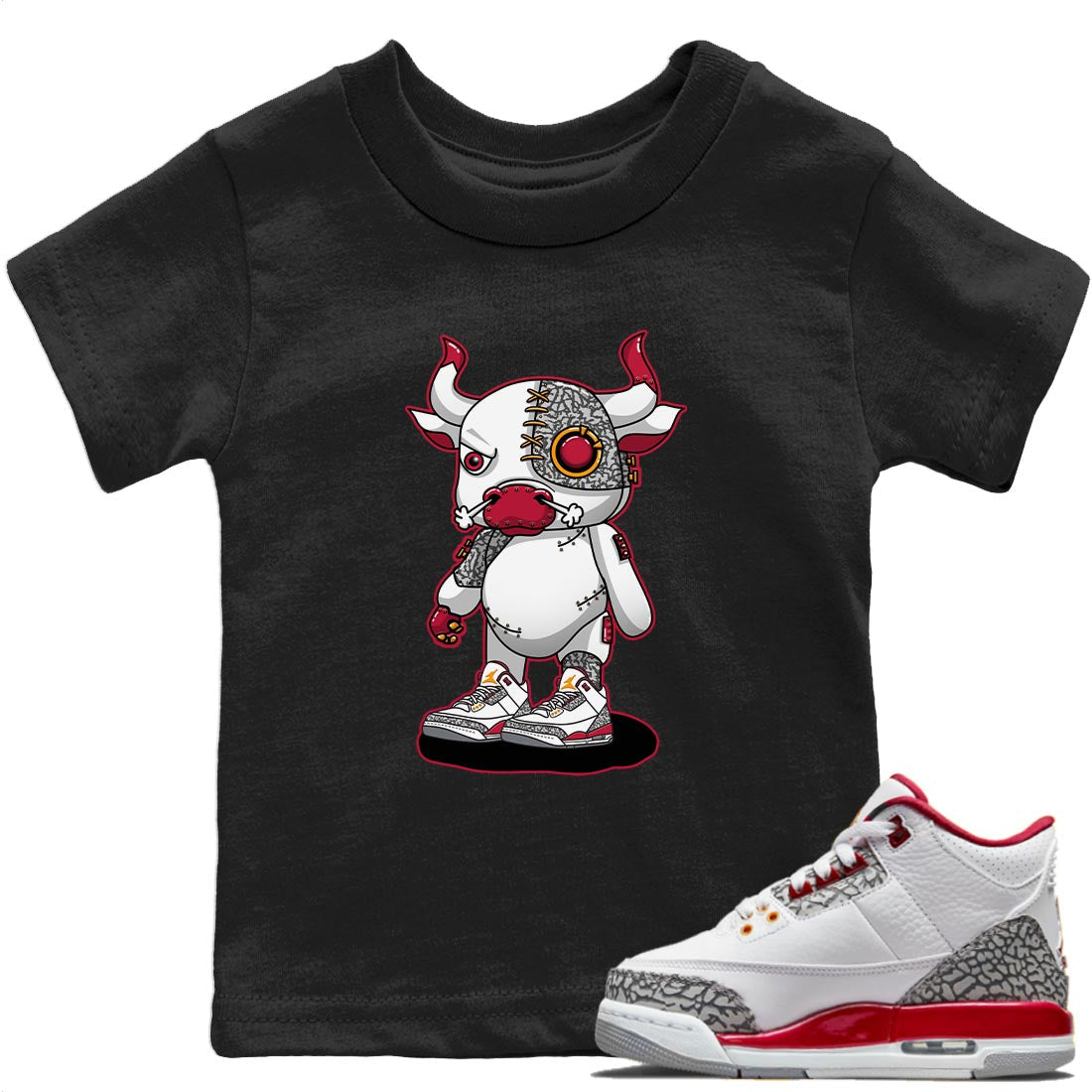 Cyborg Bull Kids Tops - Air Jordan 3 Cardinal