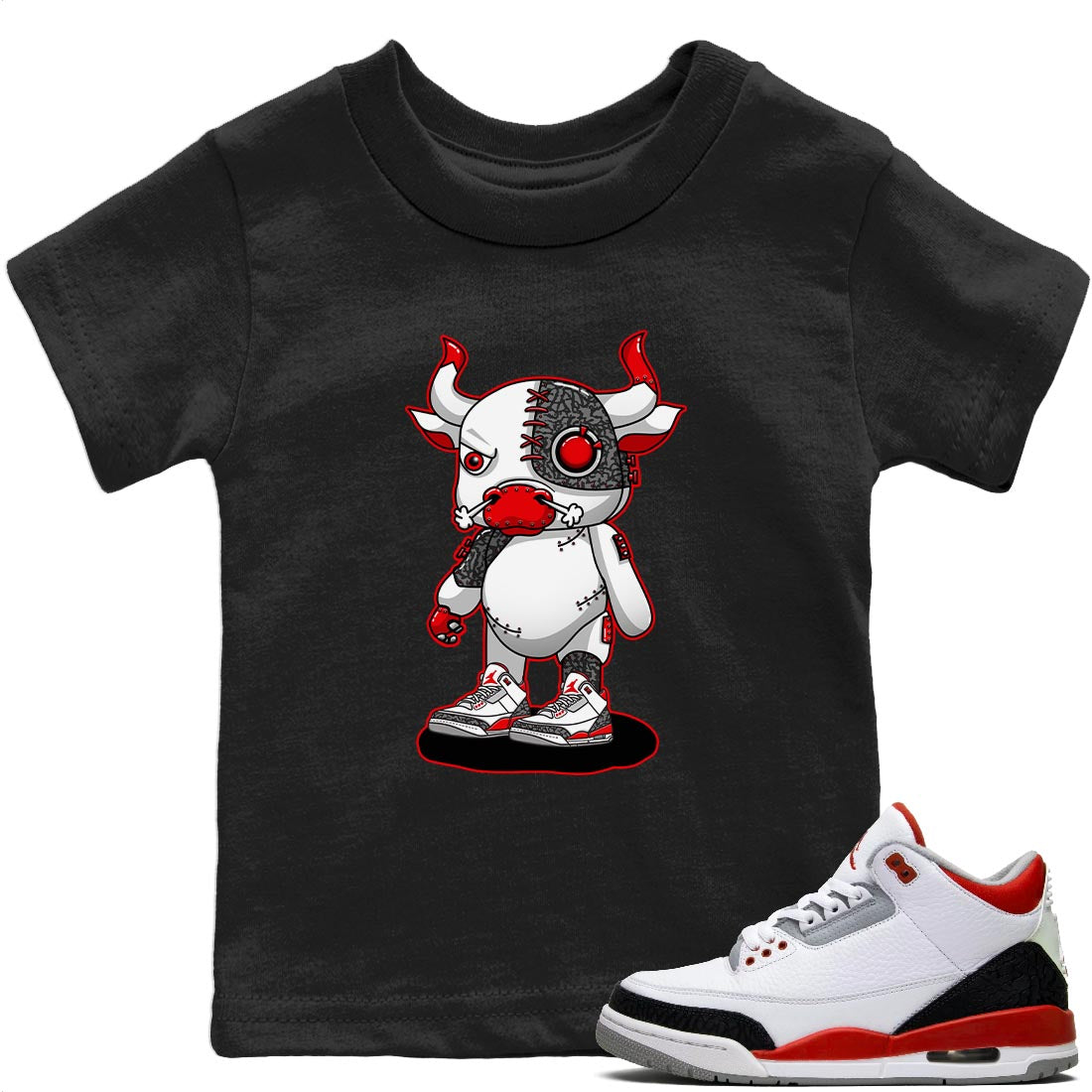 Cyborg Bull Kids Tops - Air Jordan 3 Fire Red