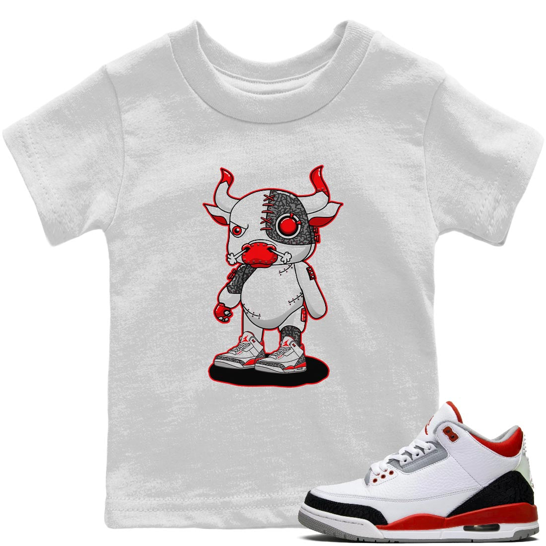 Cyborg Bull Kids Tops - Air Jordan 3 Fire Red