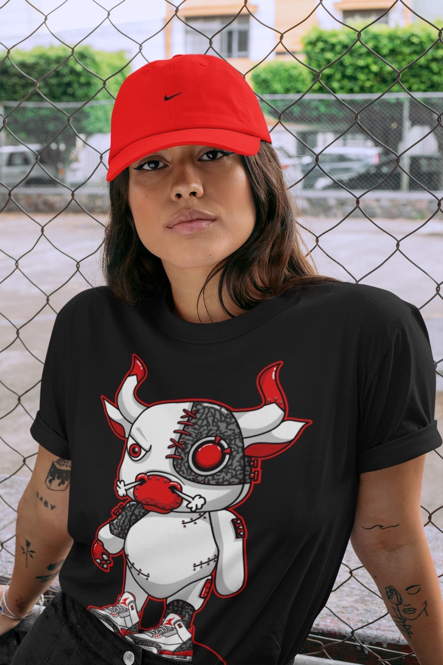 Cyborg Bull Unisex Tops - Air Jordan 3 Fire Red