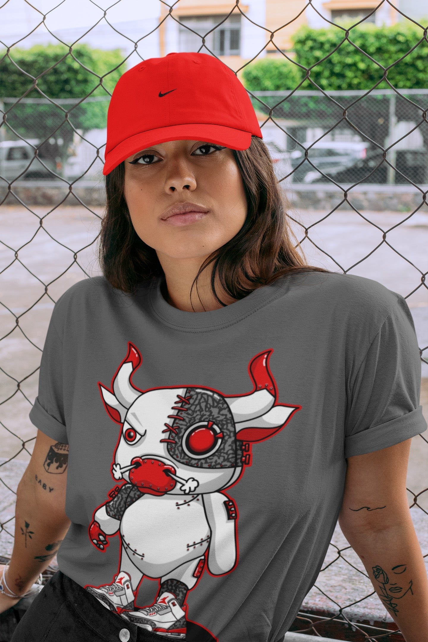 Cyborg Bull Unisex Tops - Air Jordan 3 Fire Red
