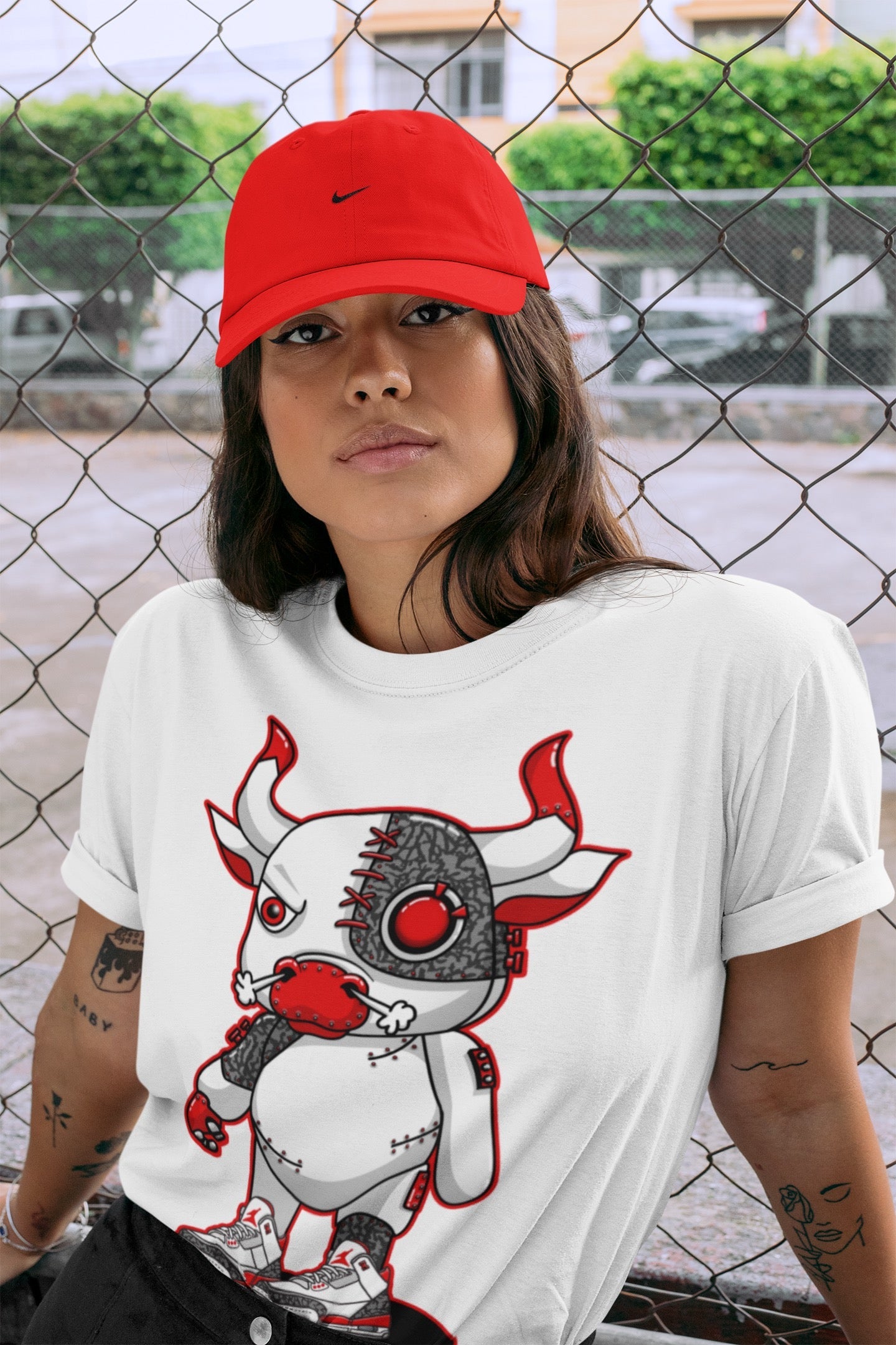 Cyborg Bull Unisex Tops - Air Jordan 3 Fire Red