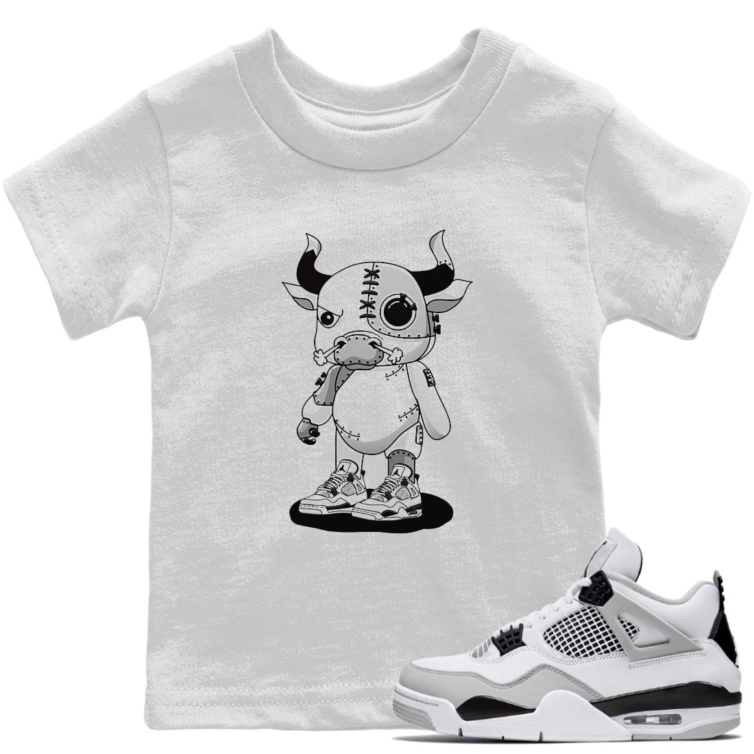 Cyborg Bull Kids Tops - Air Jordan 4 Military Black