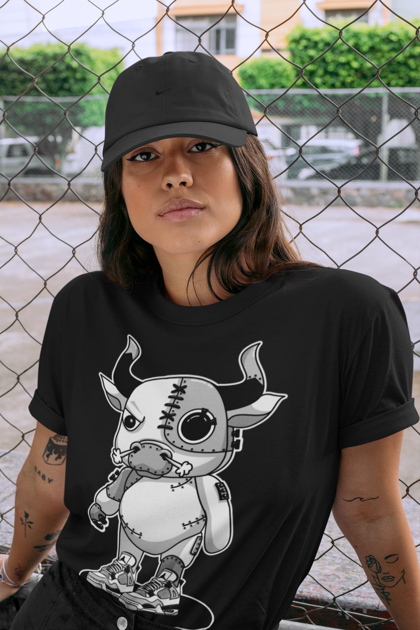 Cyborg Bull Unisex Tops - Air Jordan 4 Military Black