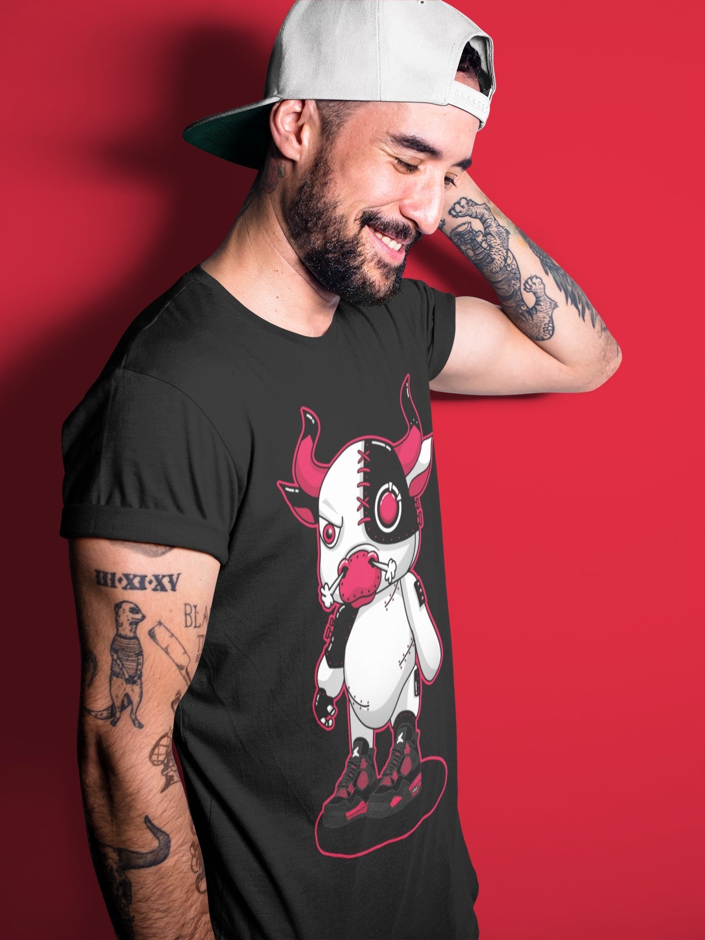 Cyborg Bull Unisex Tops - Air Jordan 4 Red Thunder
