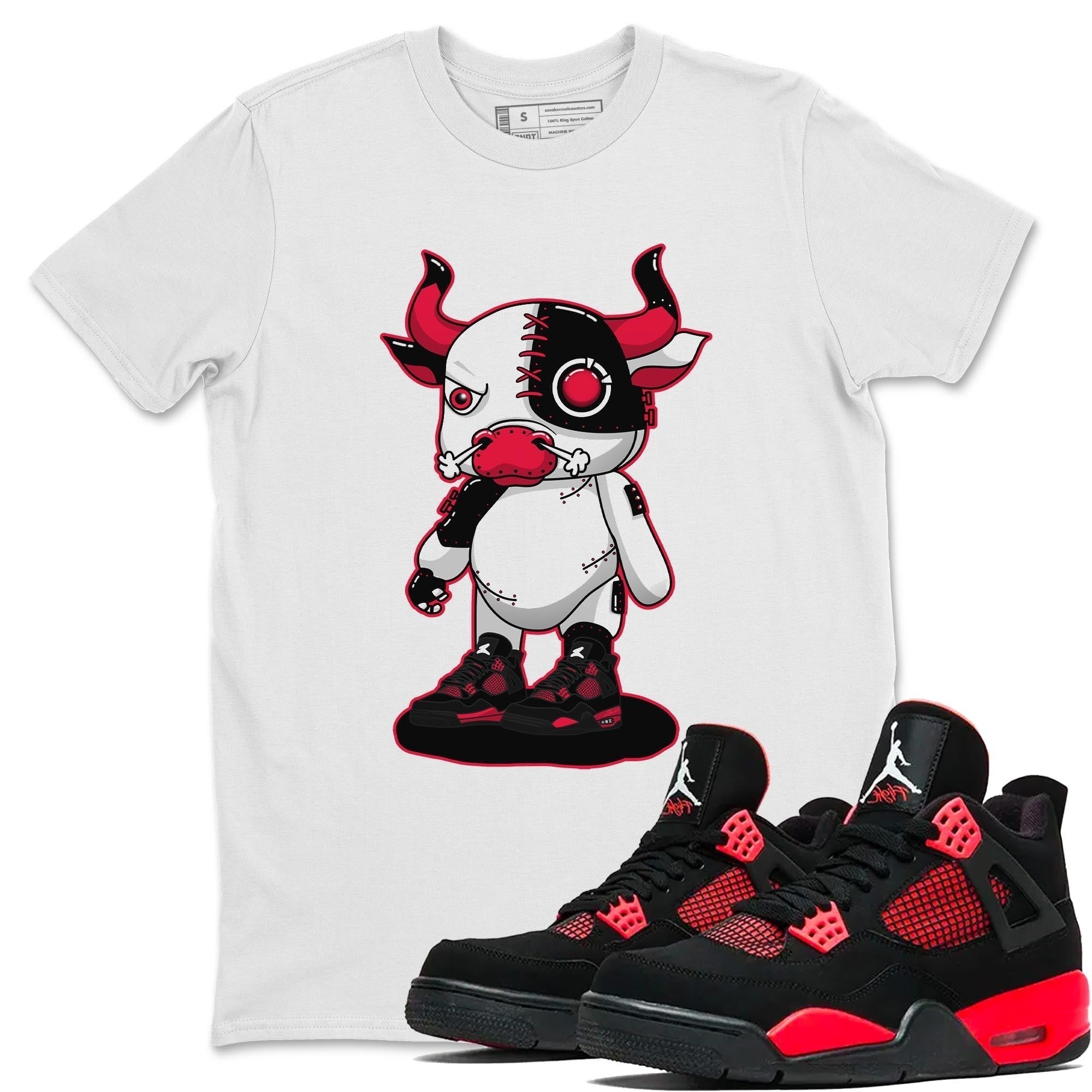 Cyborg Bull Unisex Tops - Air Jordan 4 Red Thunder