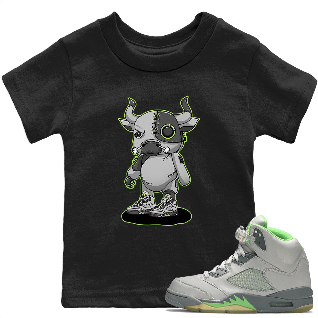 Cyborg Bull Kids Tops - Air Jordan 5 Green Bean