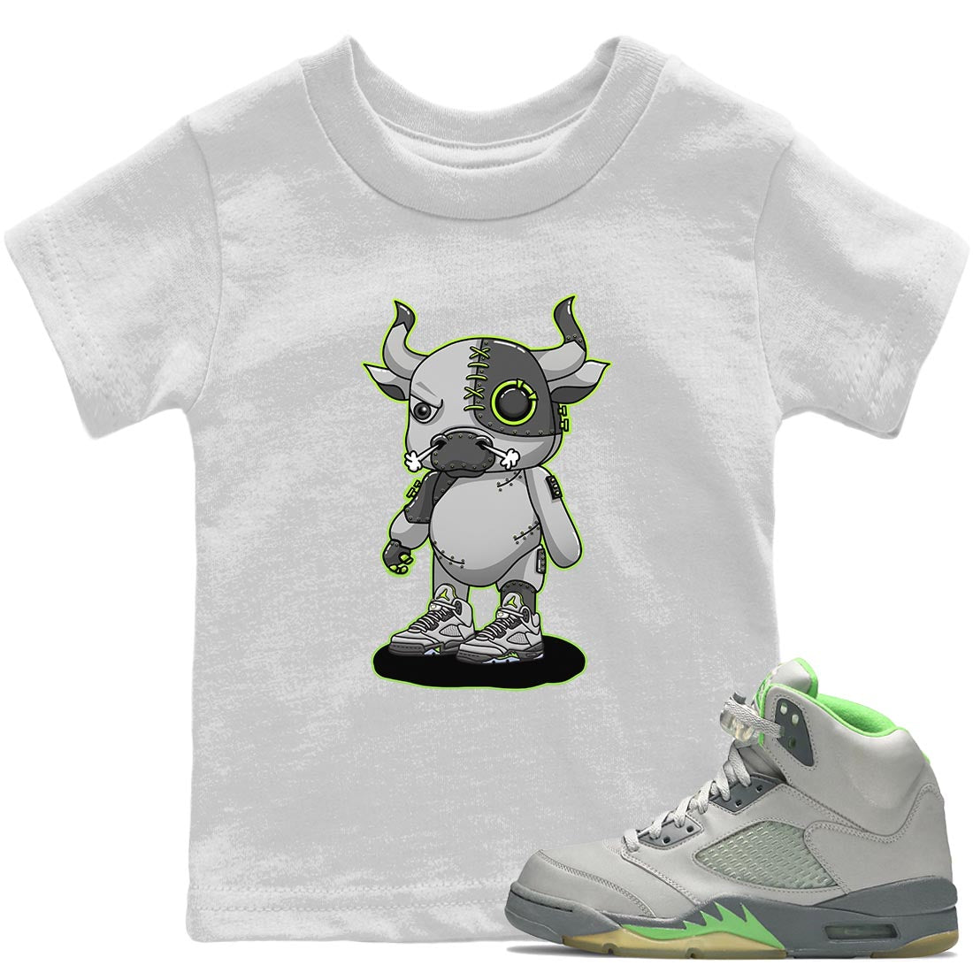 Cyborg Bull Kids Tops - Air Jordan 5 Green Bean