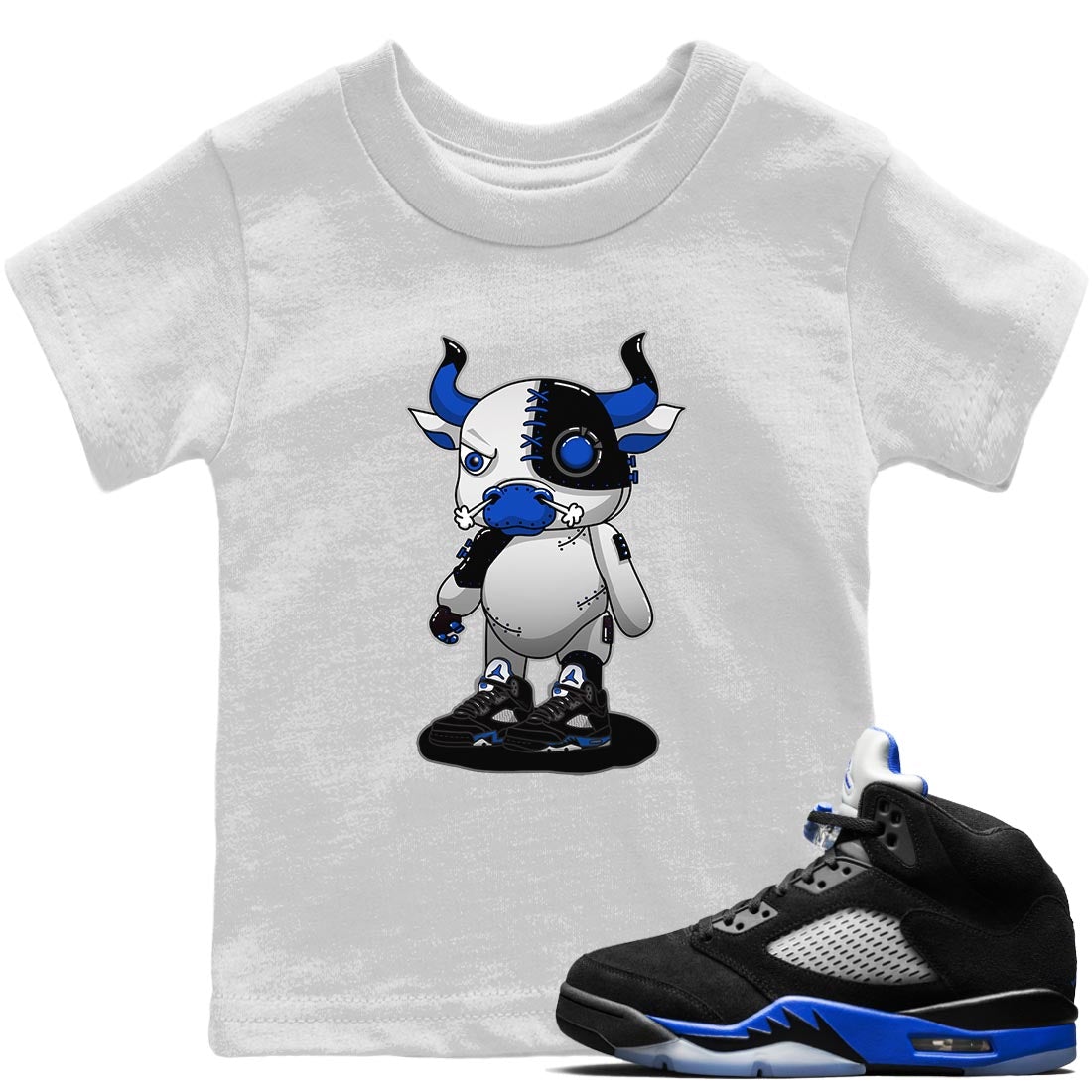 Cyborg Bull Kids Tops - Air Jordan 5 Racer Blue