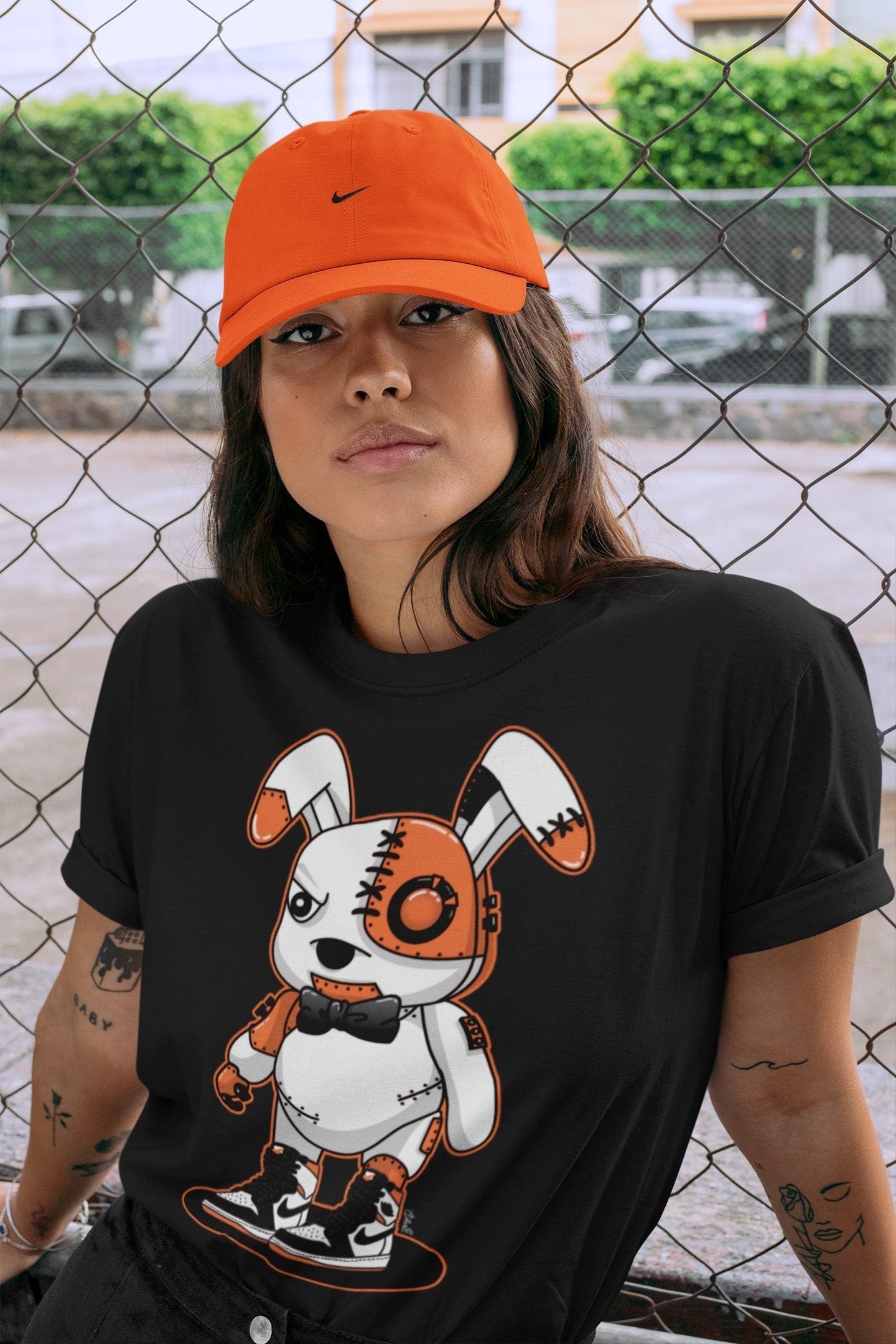 Cyborg Bunny Unisex Tops - Air Jordan 1 Electro Orange
