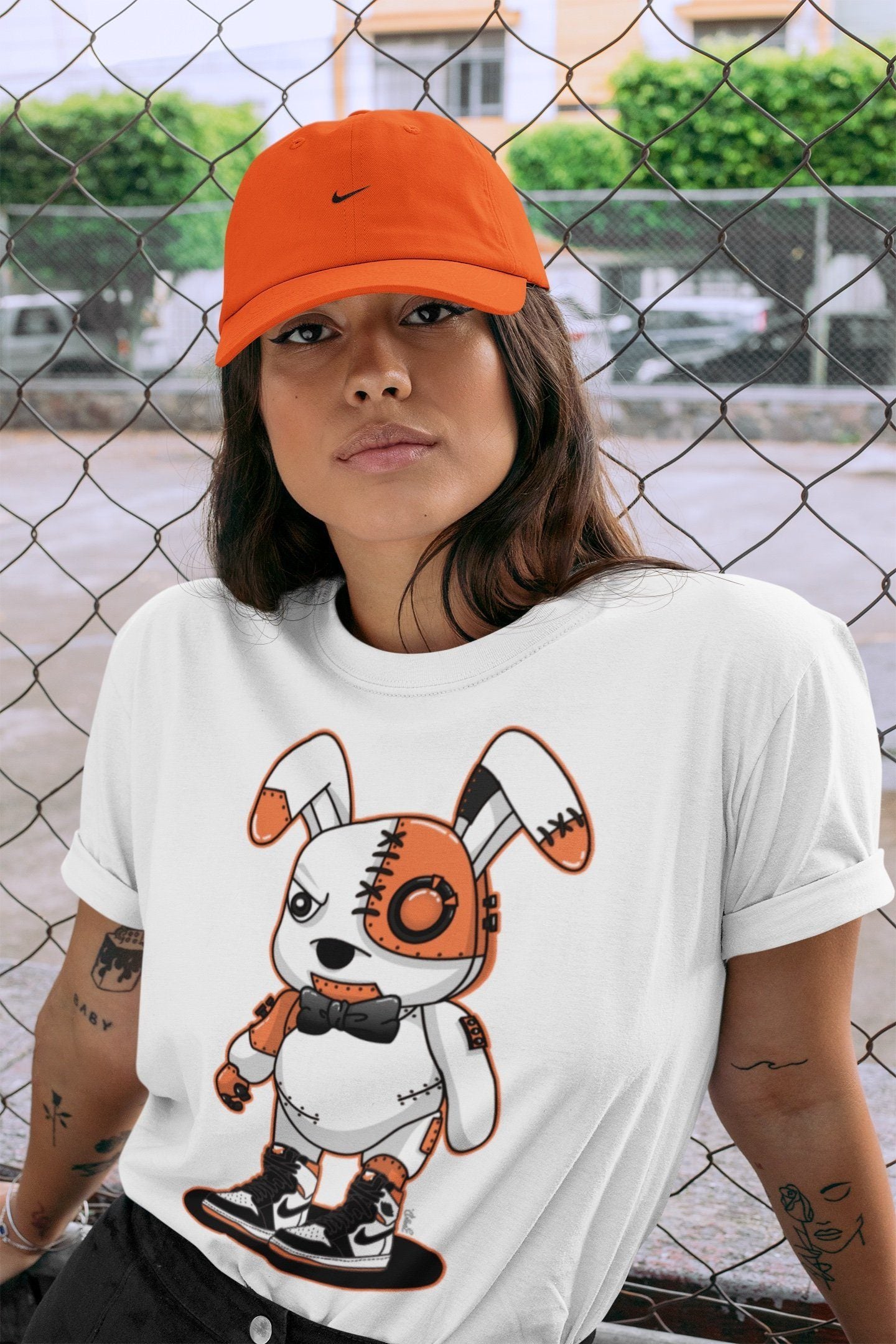Cyborg Bunny Unisex Tops - Air Jordan 1 Electro Orange