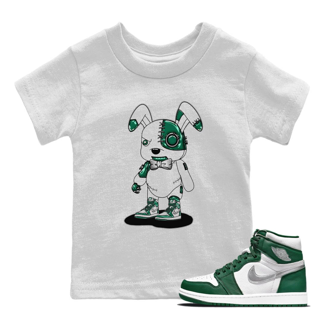 Cyborg Bunny Kids Tops - Air Jordan 1 Gorge Green