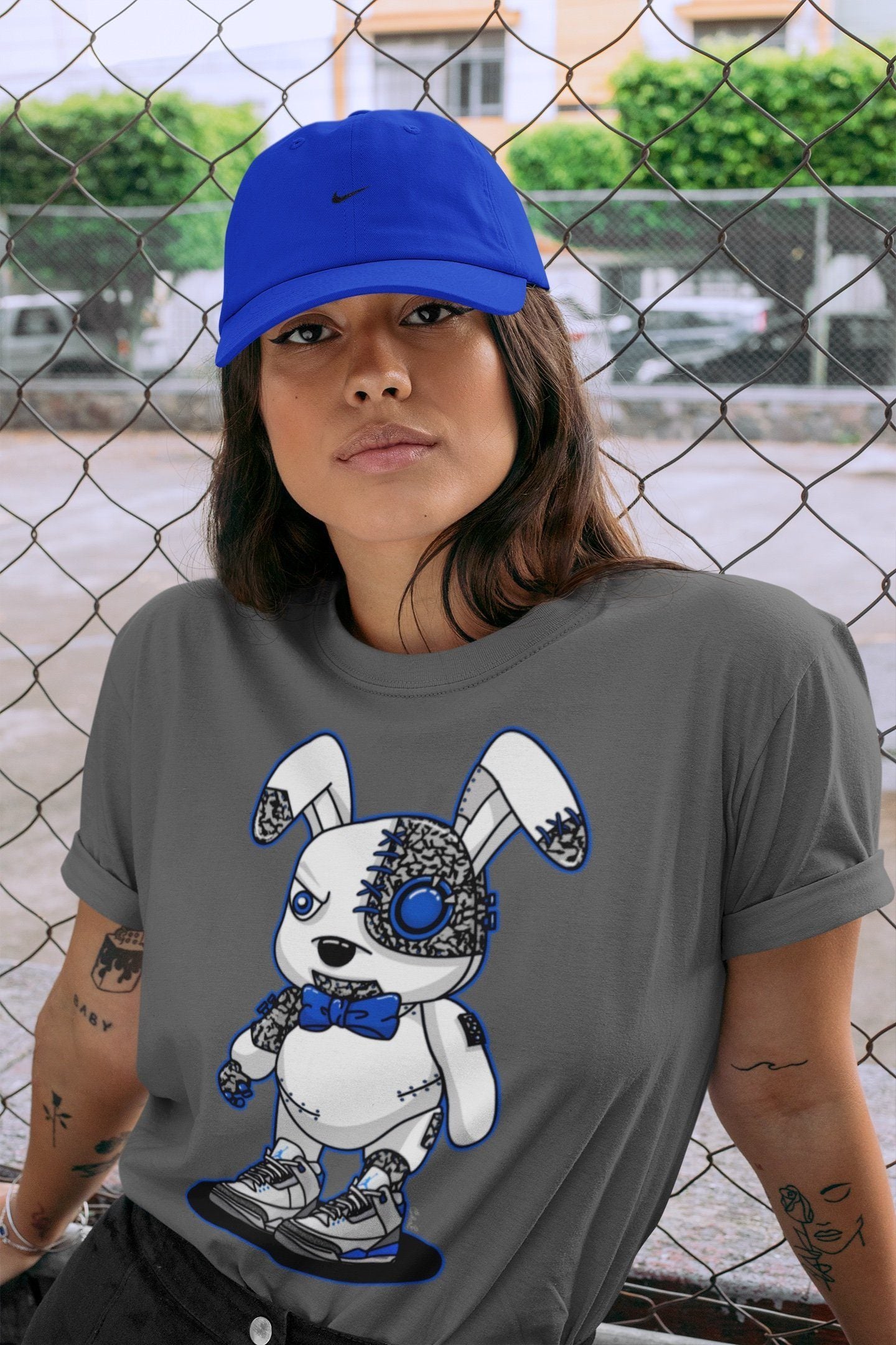 Cyborg Bunny Unisex Tops - Air Jordan 3 Racer Blue