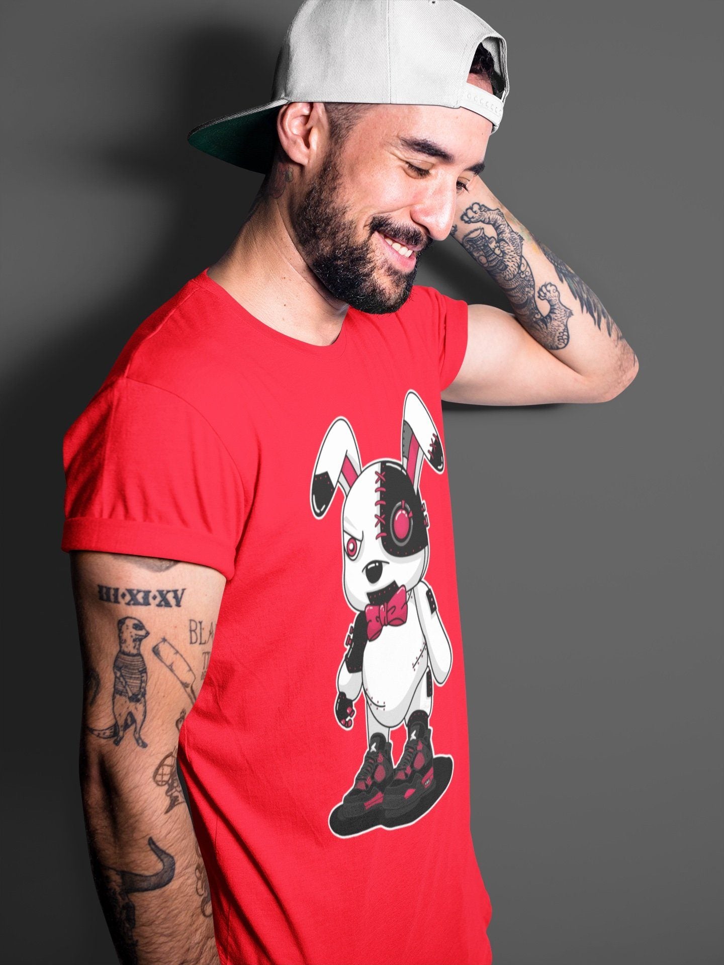 Cyborg Bunny Unisex Tops - Air Jordan 4 Red Thunder