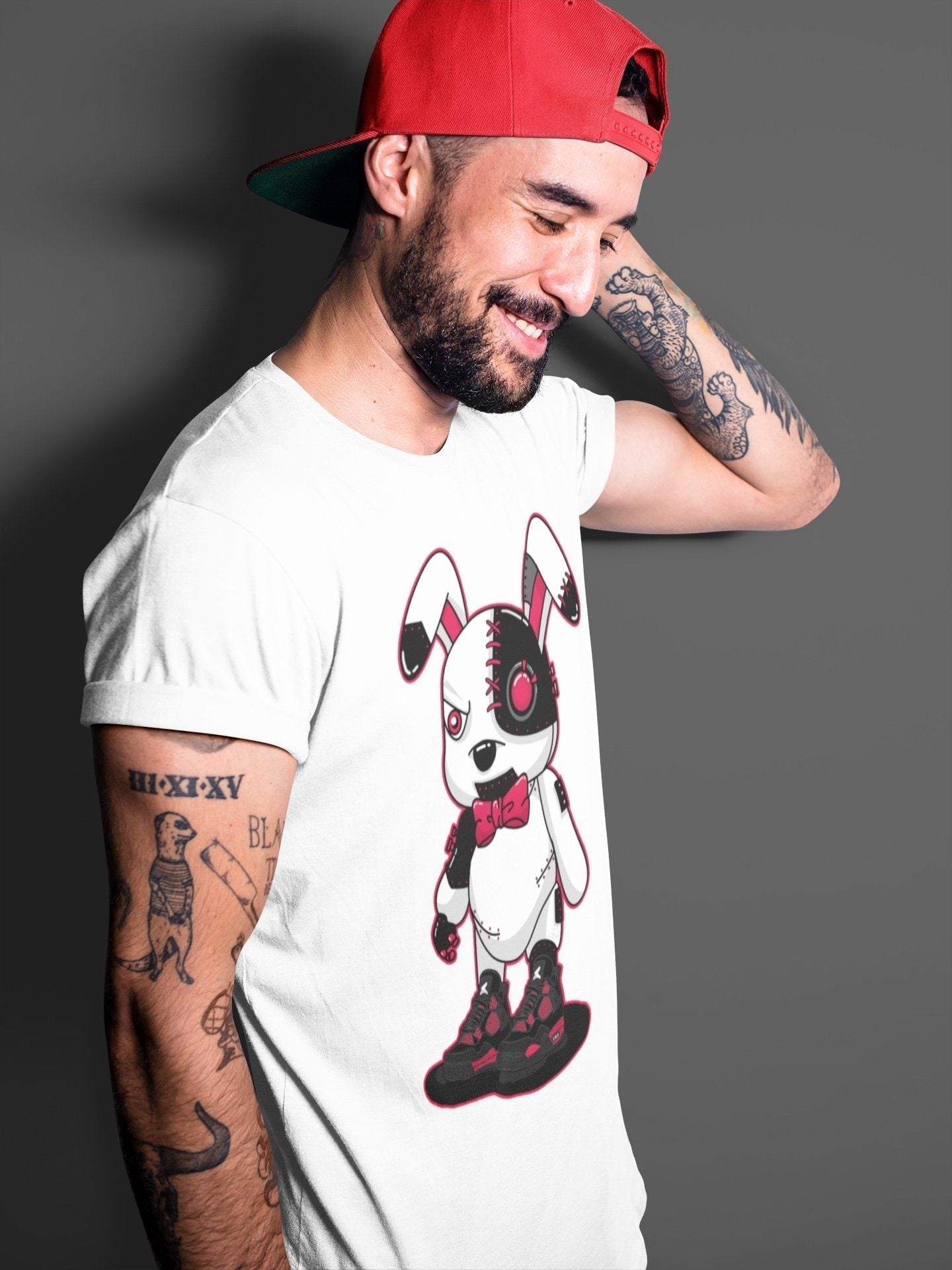 Cyborg Bunny Unisex Tops - Air Jordan 4 Red Thunder