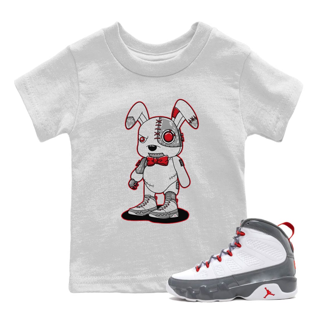Cyborg Bunny Kids Tops - Air Jordan 9 Fire Red
