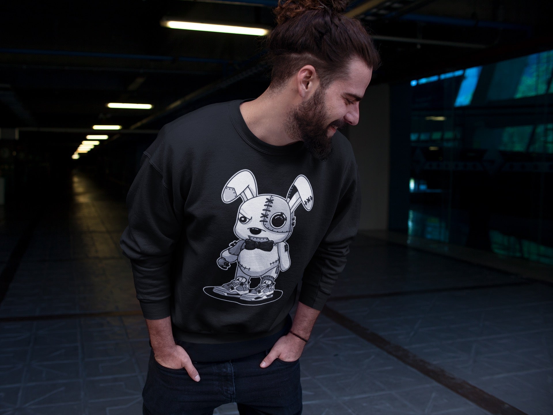 Cyborg Bunny Unisex Tops - Air Jordan 4 Military Black
