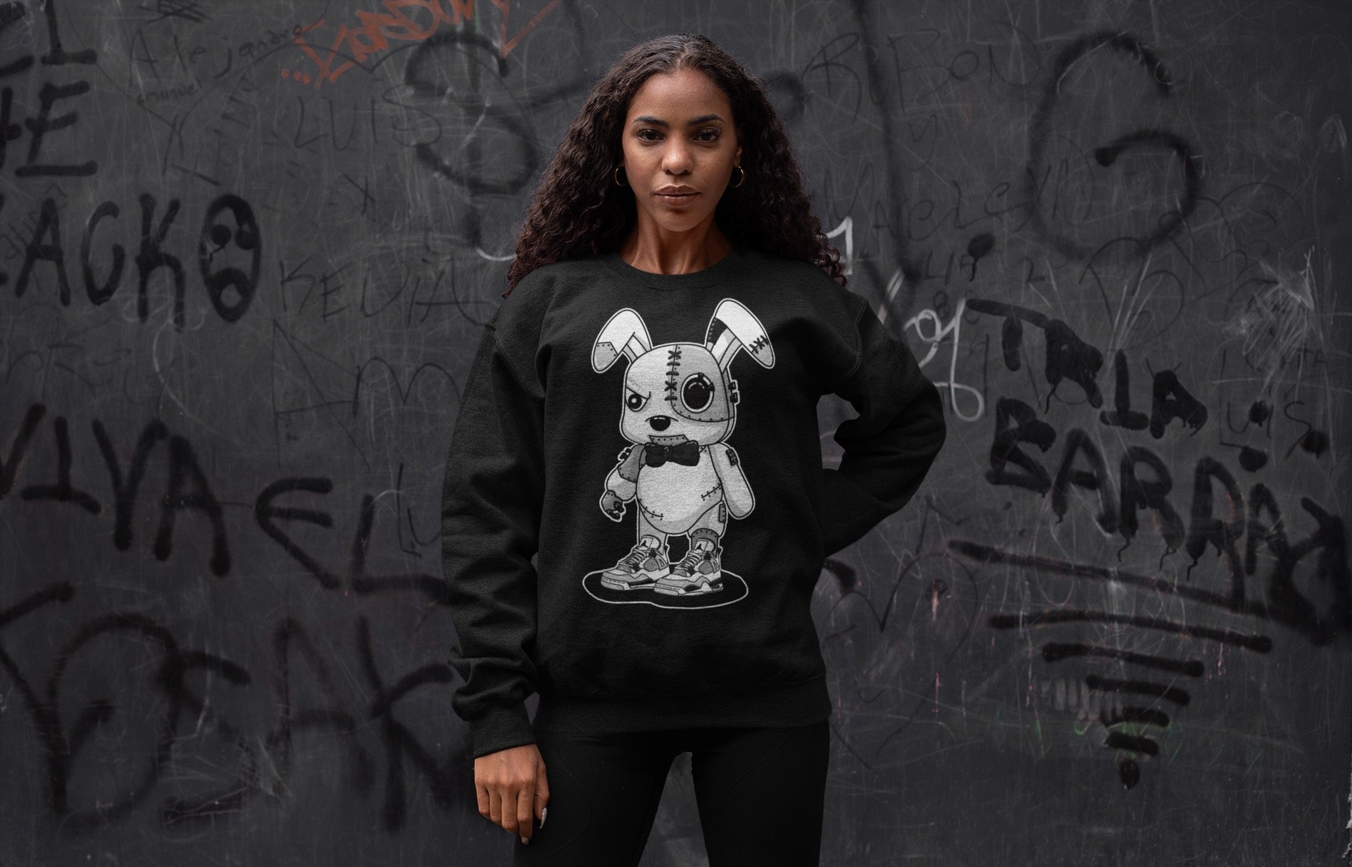 Cyborg Bunny Unisex Tops - Air Jordan 4 Military Black