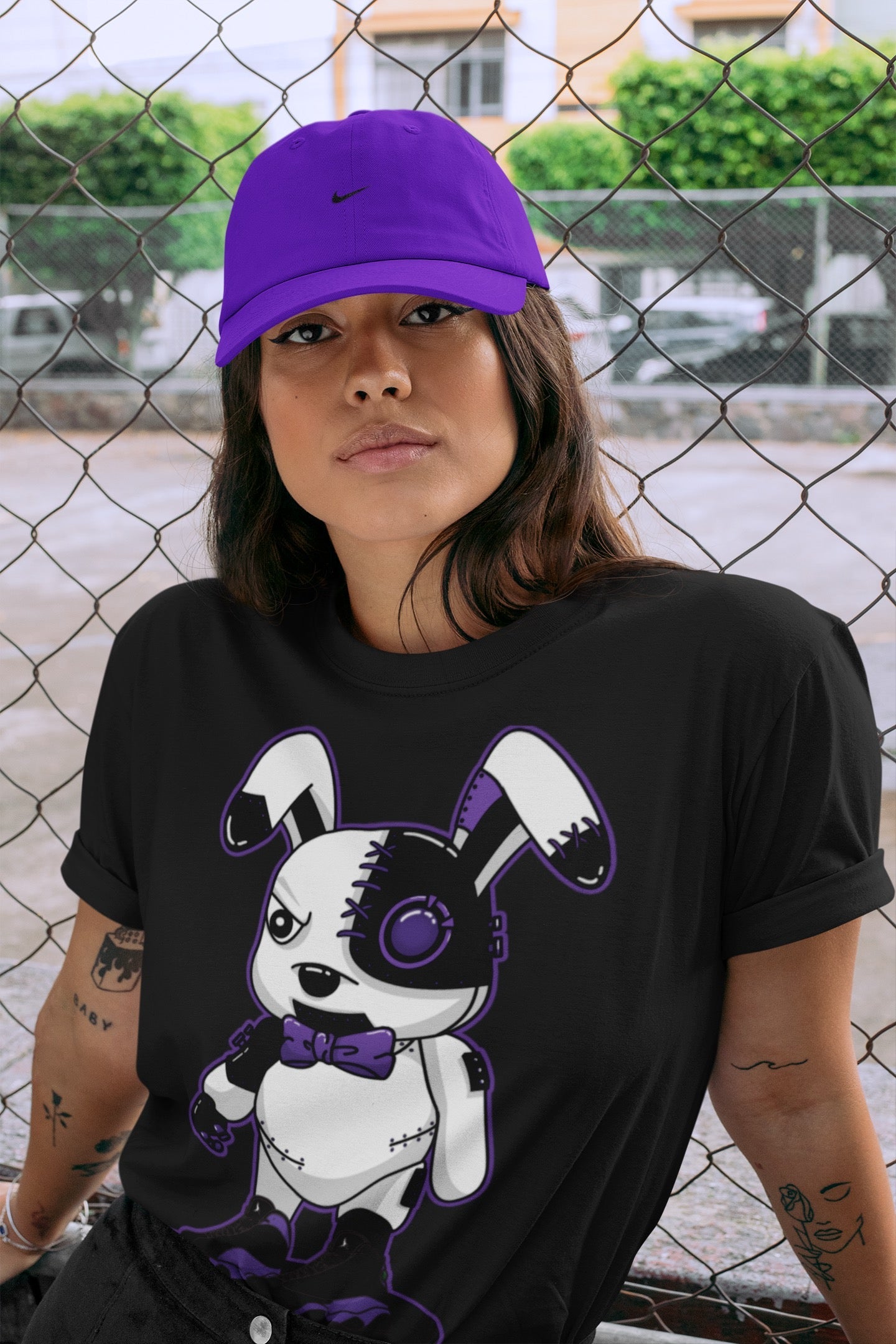 Cyborg Bunny Unisex Tops - Air Jordan 13 Court Purple
