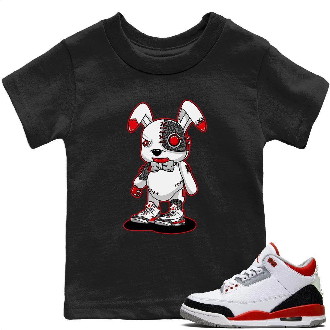 Cyborg Bunny Kids Tops - Air Jordan 3 Fire Red