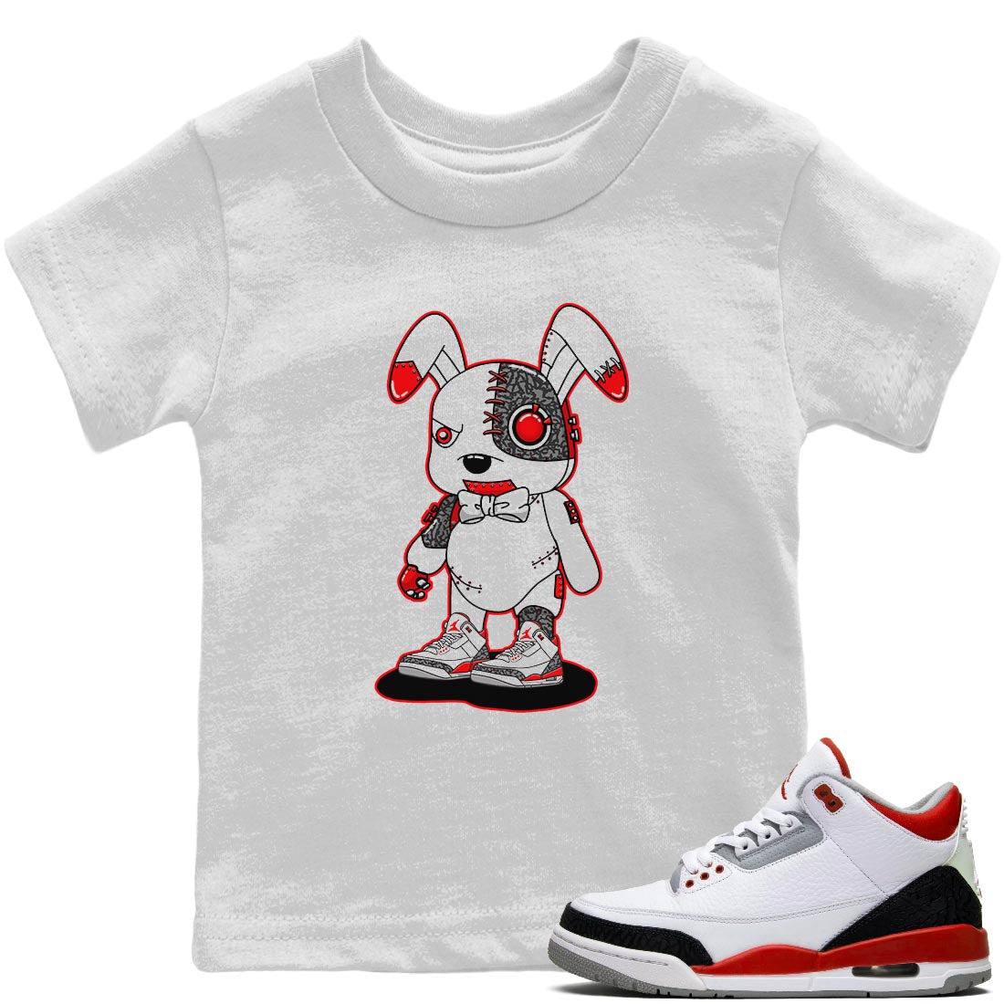 Cyborg Bunny Kids Tops - Air Jordan 3 Fire Red