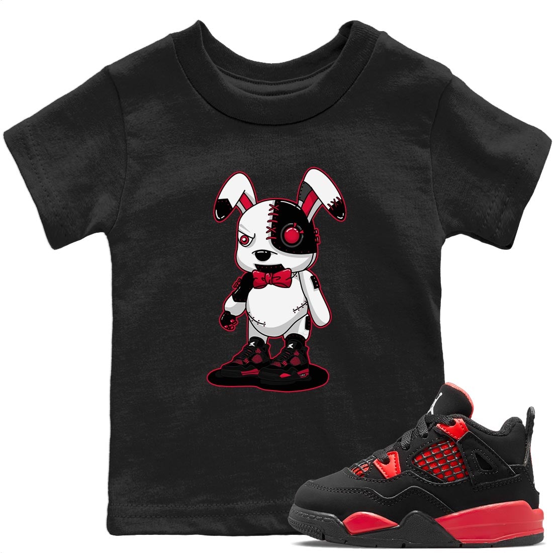 Cyborg Bunny Kids Tops - Air Jordan 4 Red Thunder