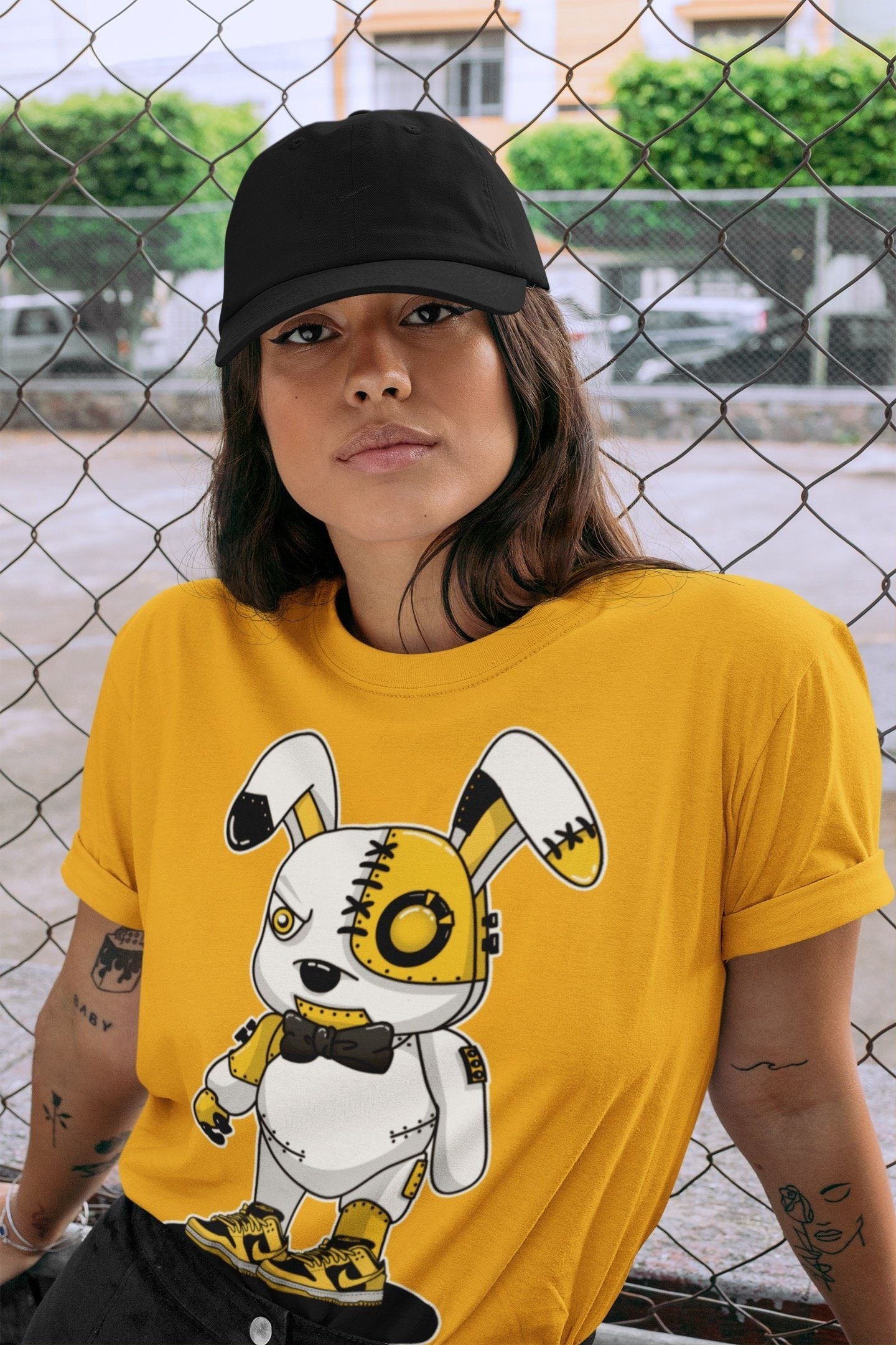 Cyborg Bunny Unisex Tops - Dunk Championship Goldenrod